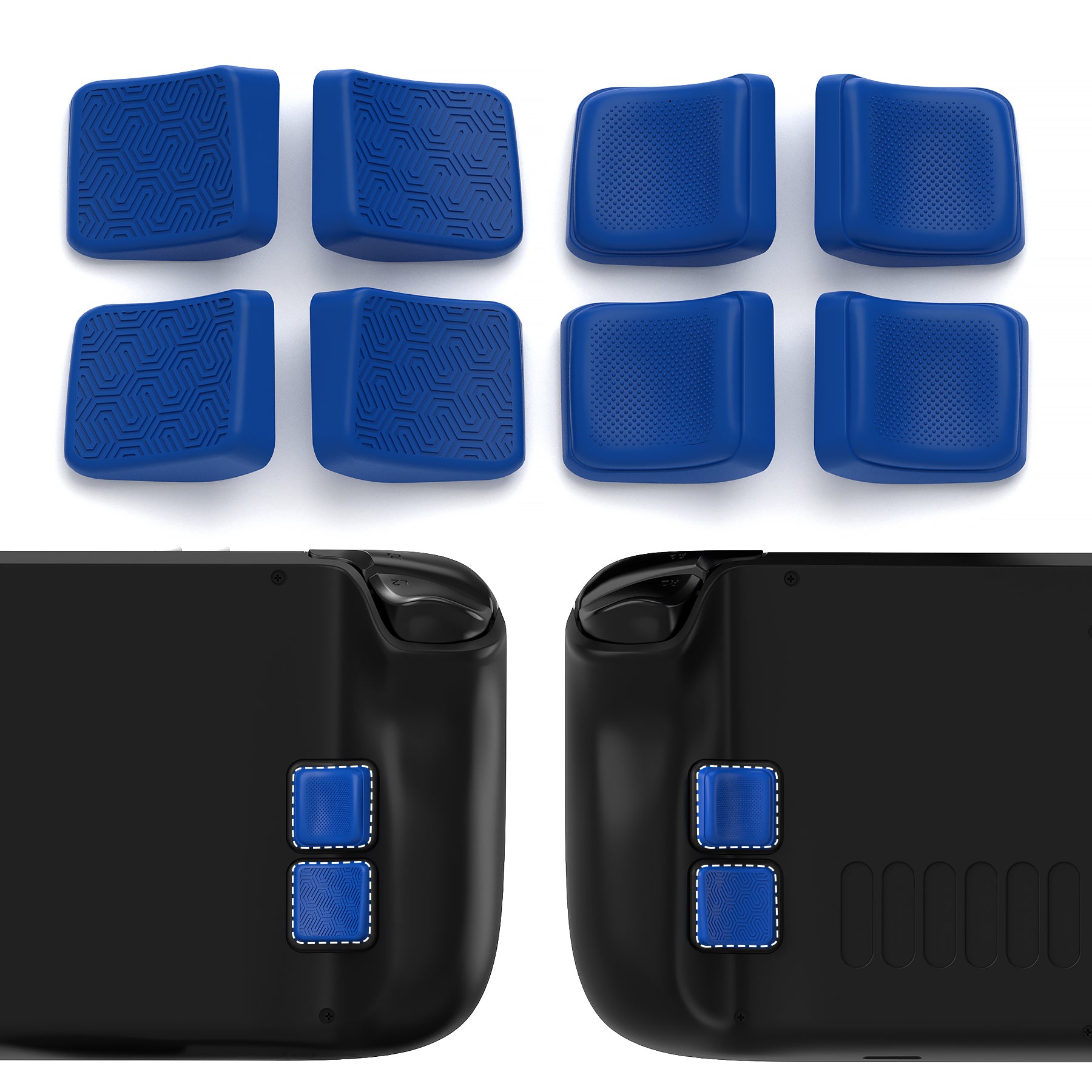 PlayVital Mix Version Back Button Enhancement Set for Steam Deck LCD, Grip Improvement Button Protection Kit for Steam Deck OLED - Streamlined & Studded Design - Blue playvital