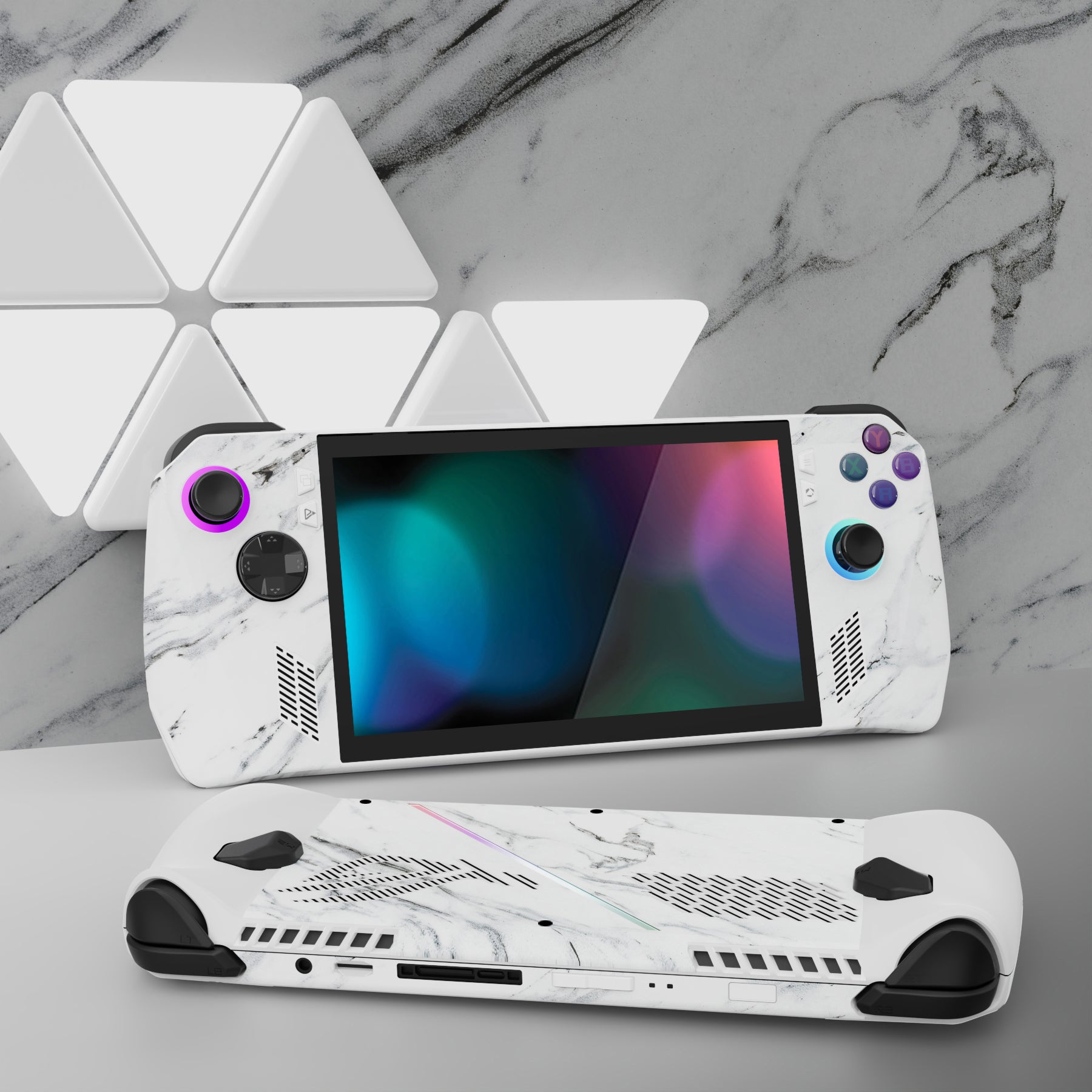 PlayVital Modern White Marble Custom Stickers Vinyl Wraps Protective Skin Decal for ROG Ally Handheld Gaming Console - RGTM014 PlayVital