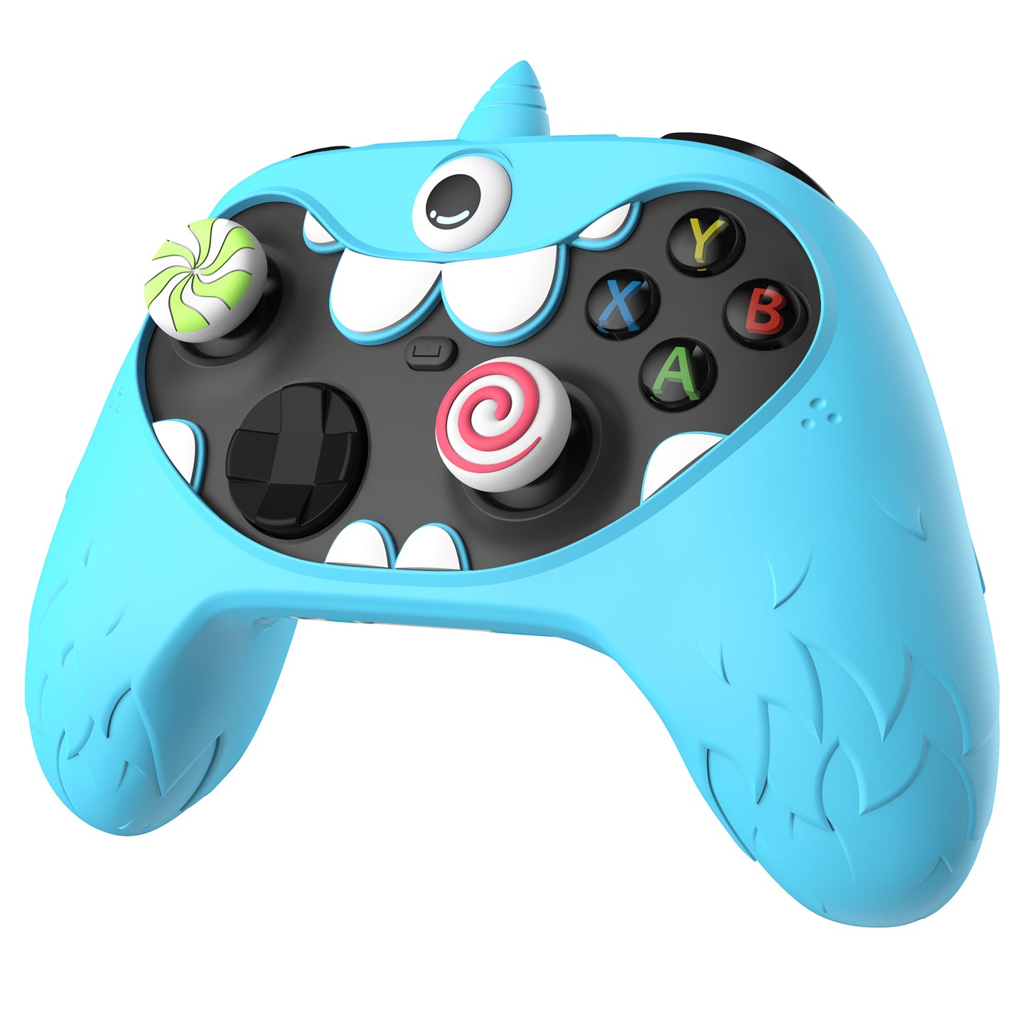 PlayVital MonoEye Monster Cute Silicone Cover for Xbox Series X/S Controller, Includes Joystick Caps and Stickers for Xbox Core Controller Grip Case - Blue PlayVital