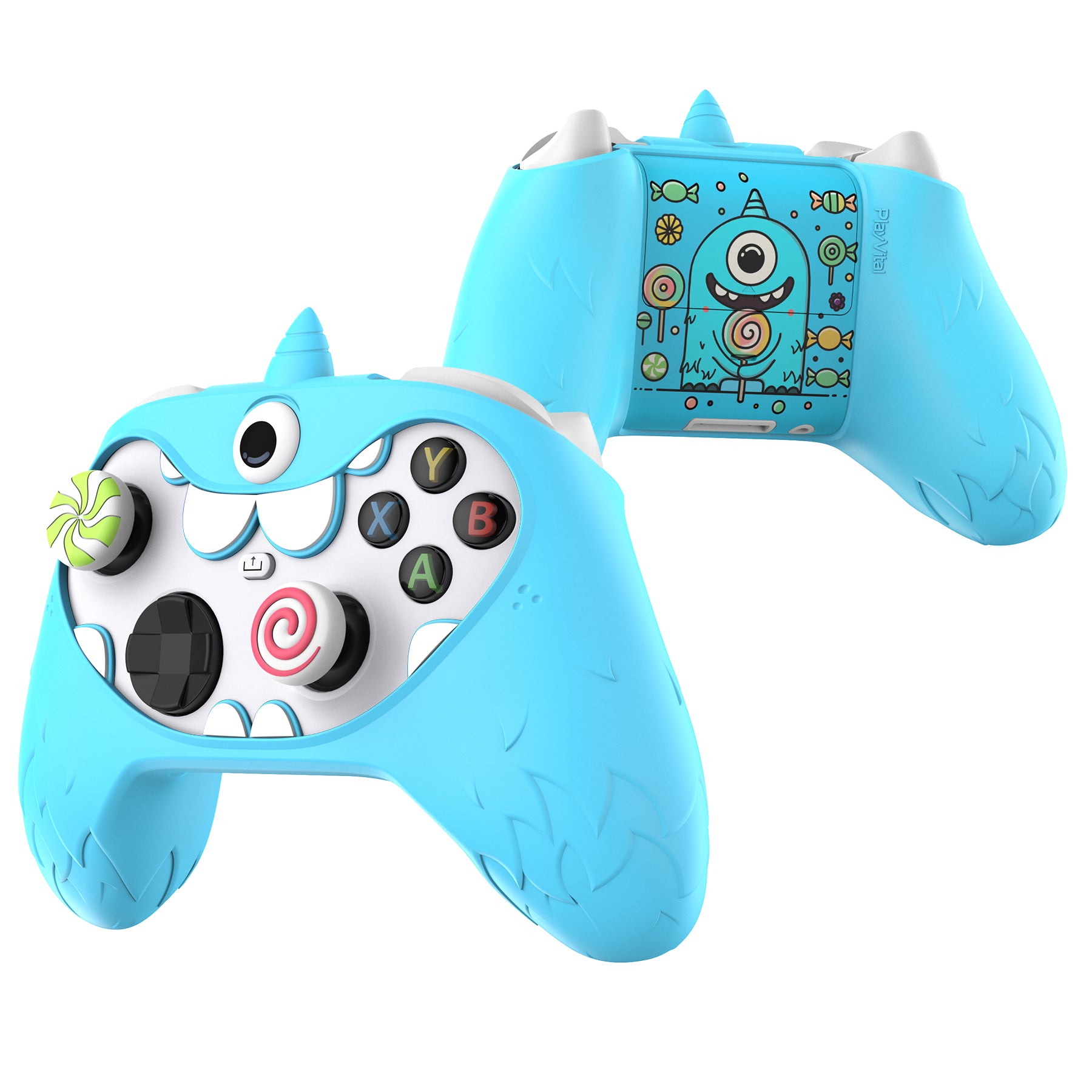 PlayVital MonoEye Monster Cute Silicone Cover for Xbox Series X/S Controller, Includes Joystick Caps and Stickers for Xbox Core Controller Grip Case - Blue PlayVital