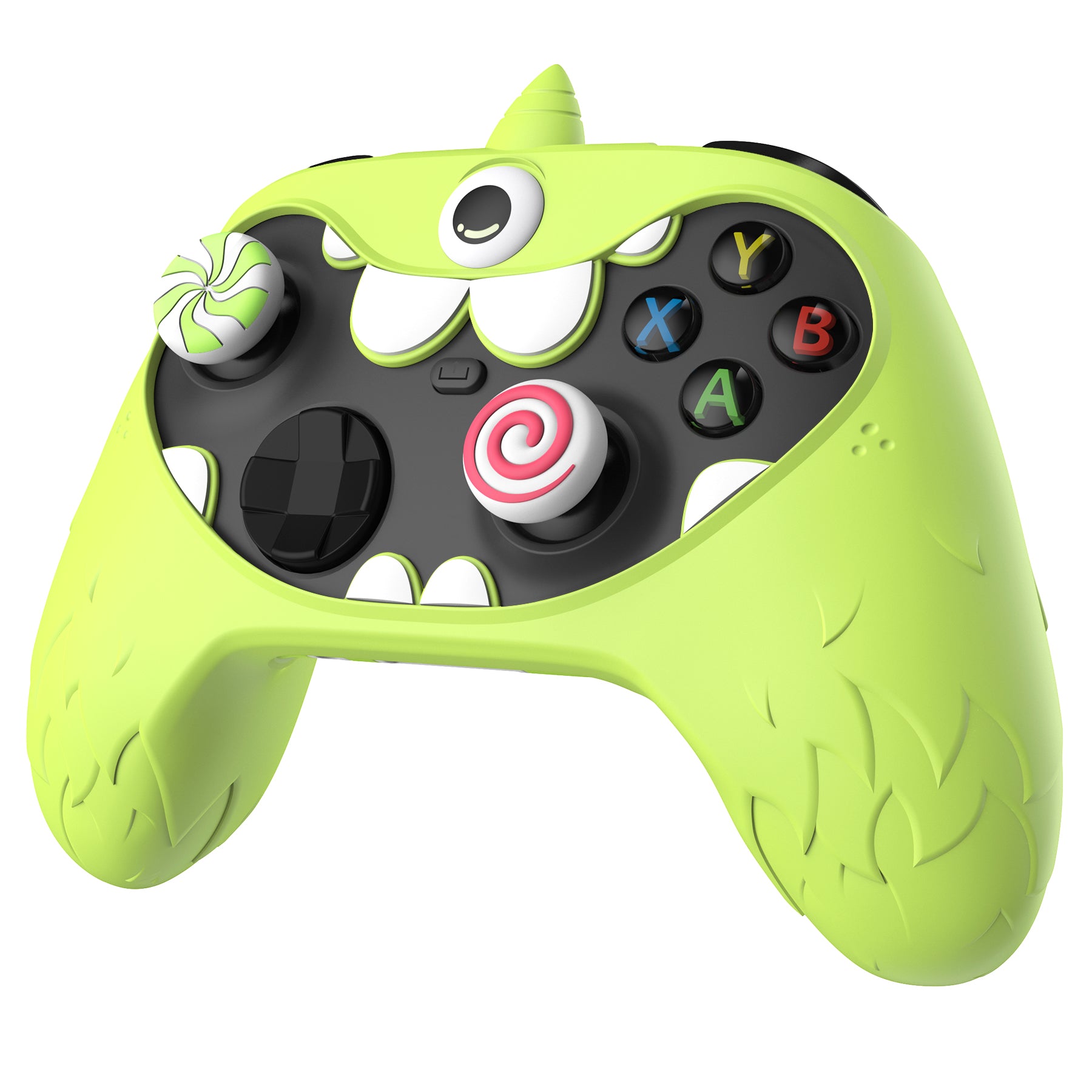 PlayVital MonoEye Monster Cute Silicone Cover for Xbox Series X/S Controller, Includes Joystick Caps and Stickers for Xbox Core Controller Grip Case - Green PlayVital