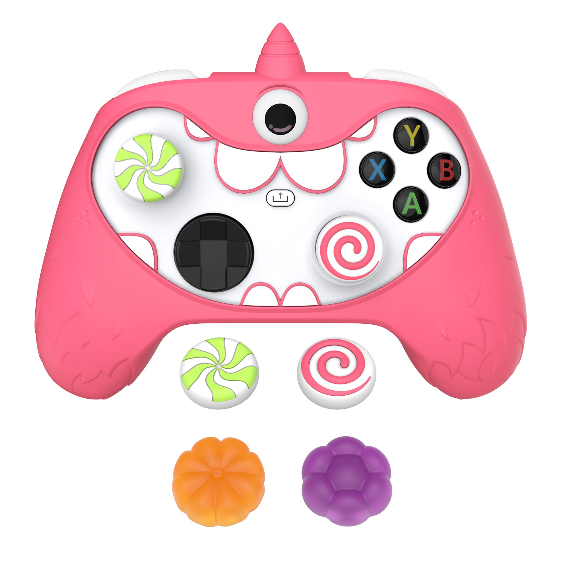 PlayVital MonoEye Monster Cute Silicone Cover for Xbox Series X/S Controller, Includes Joystick Caps and Stickers for Xbox Core Controller Grip Case - Pink PlayVital