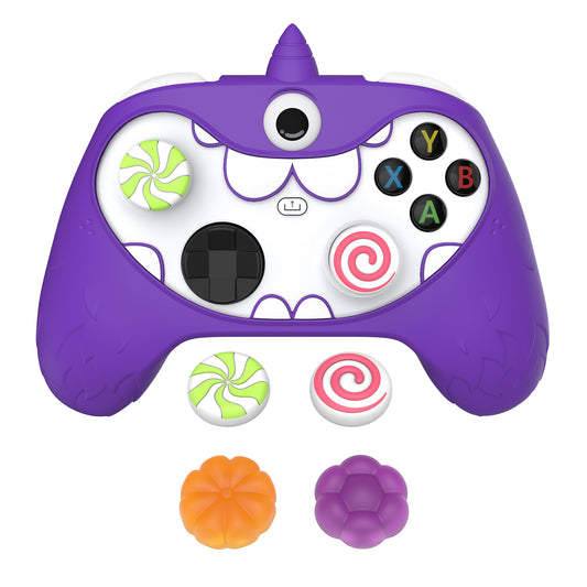 PlayVital MonoEye Monster Cute Silicone Cover for Xbox Series X/S Controller, Includes Joystick Caps and Stickers for Xbox Core Controller Grip Case - Purple PlayVital