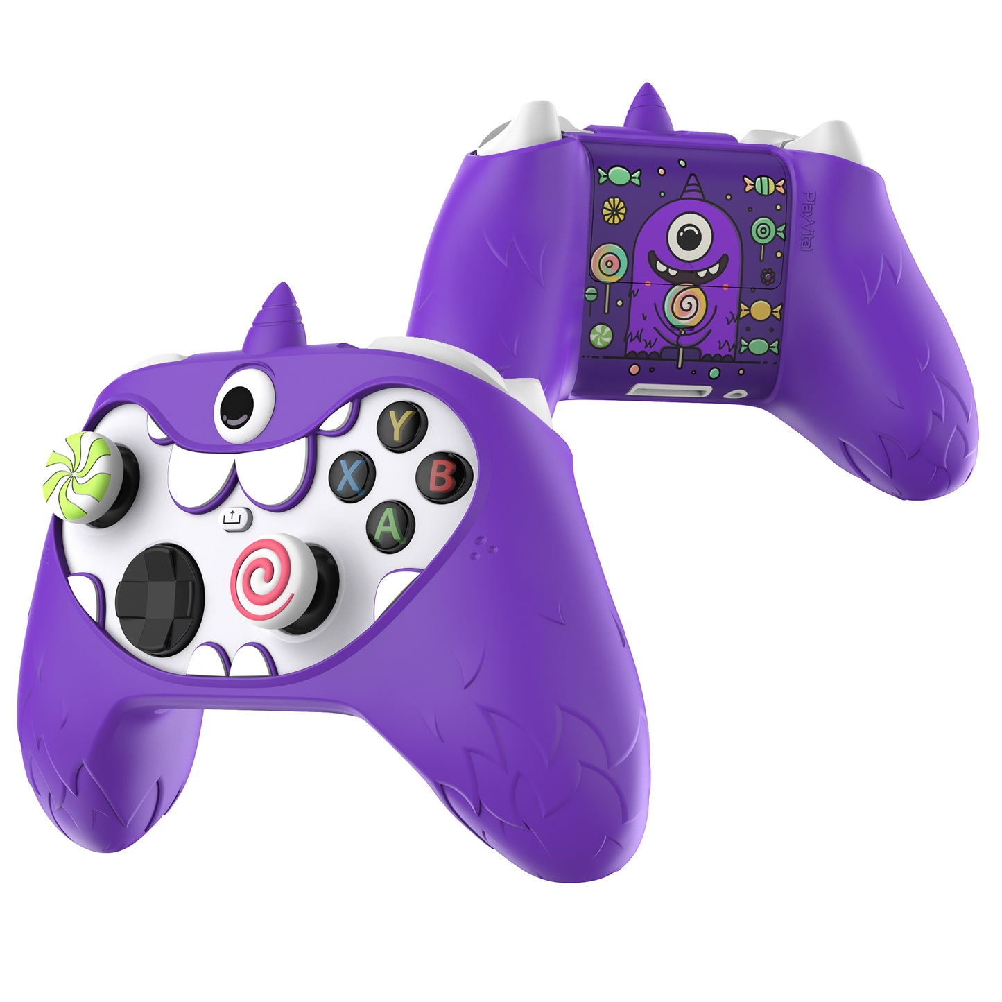 PlayVital MonoEye Monster Cute Silicone Cover for Xbox Series X/S Controller, Includes Joystick Caps and Stickers for Xbox Core Controller Grip Case - Purple PlayVital