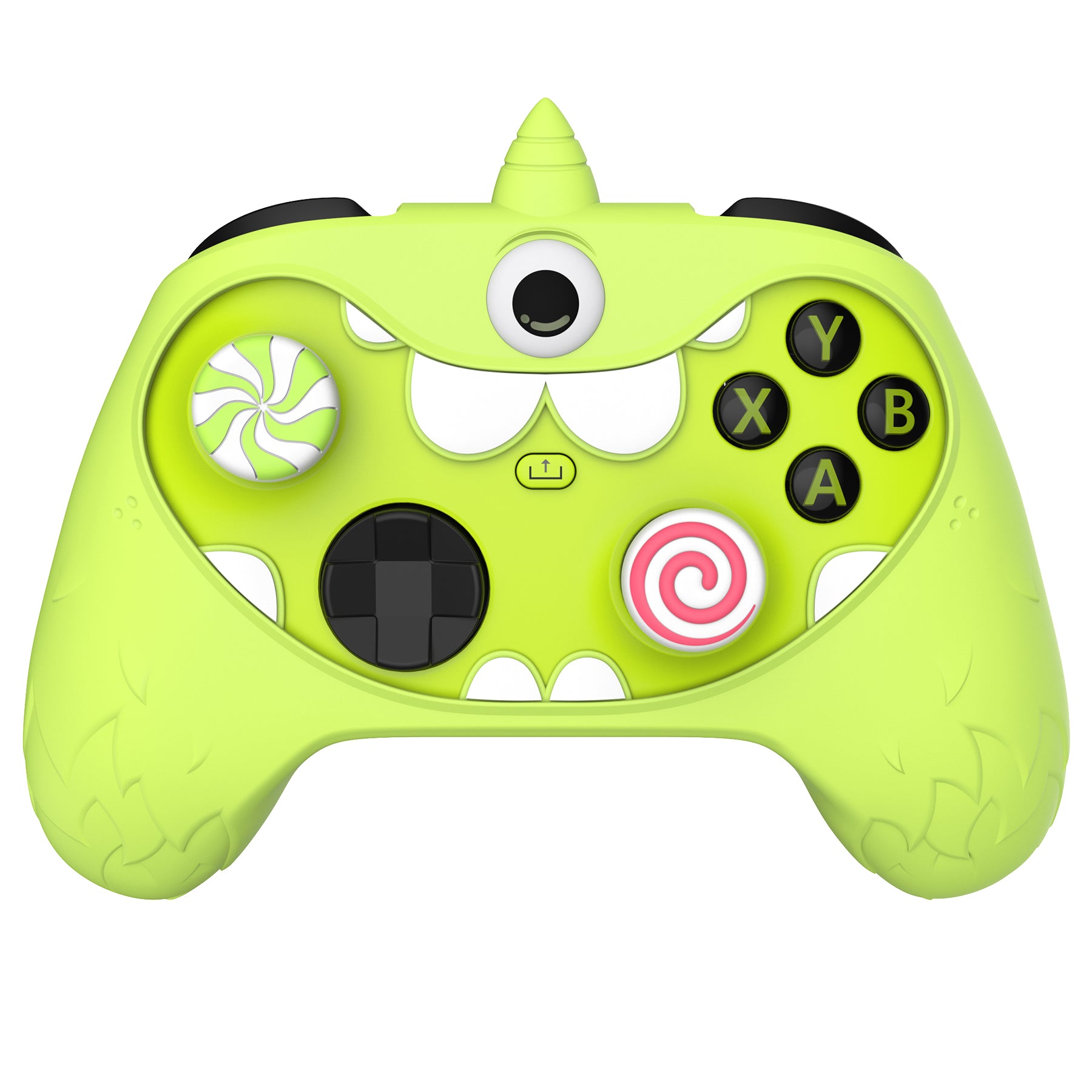 PlayVital MonoEye Monster Cute Silicone Cover with Thumb Grips Caps for Xbox Series X/S Controller - Neon Green PlayVital