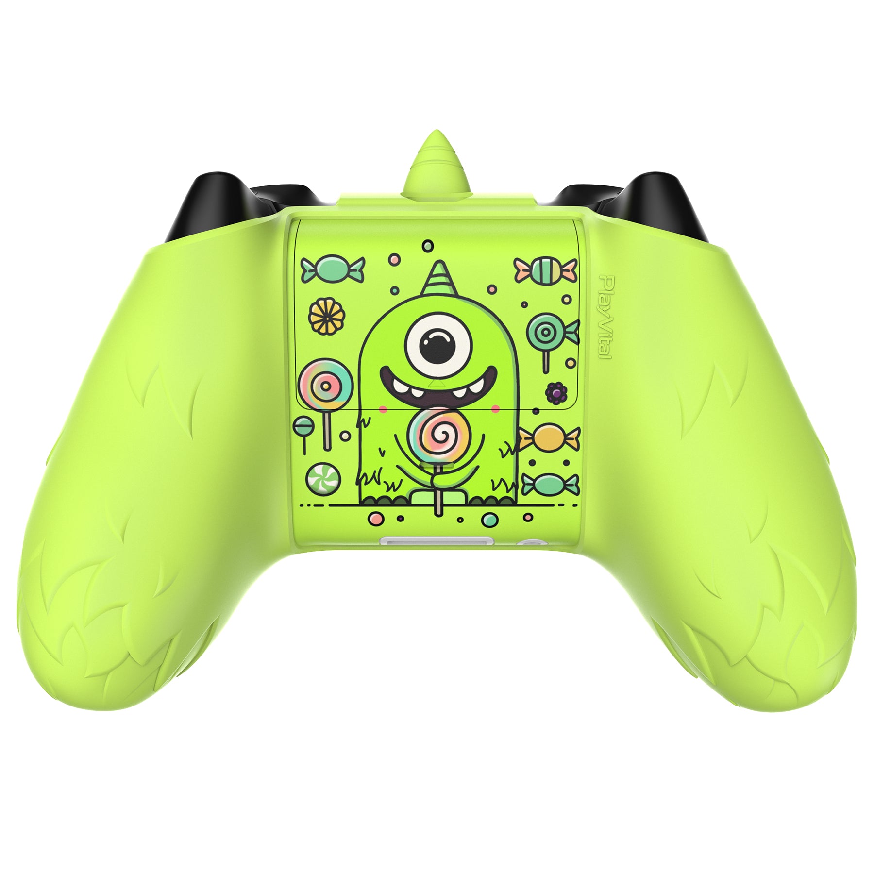 PlayVital MonoEye Monster Cute Silicone Cover with Thumb Grips Caps for Xbox Series X/S Controller - Neon Green PlayVital