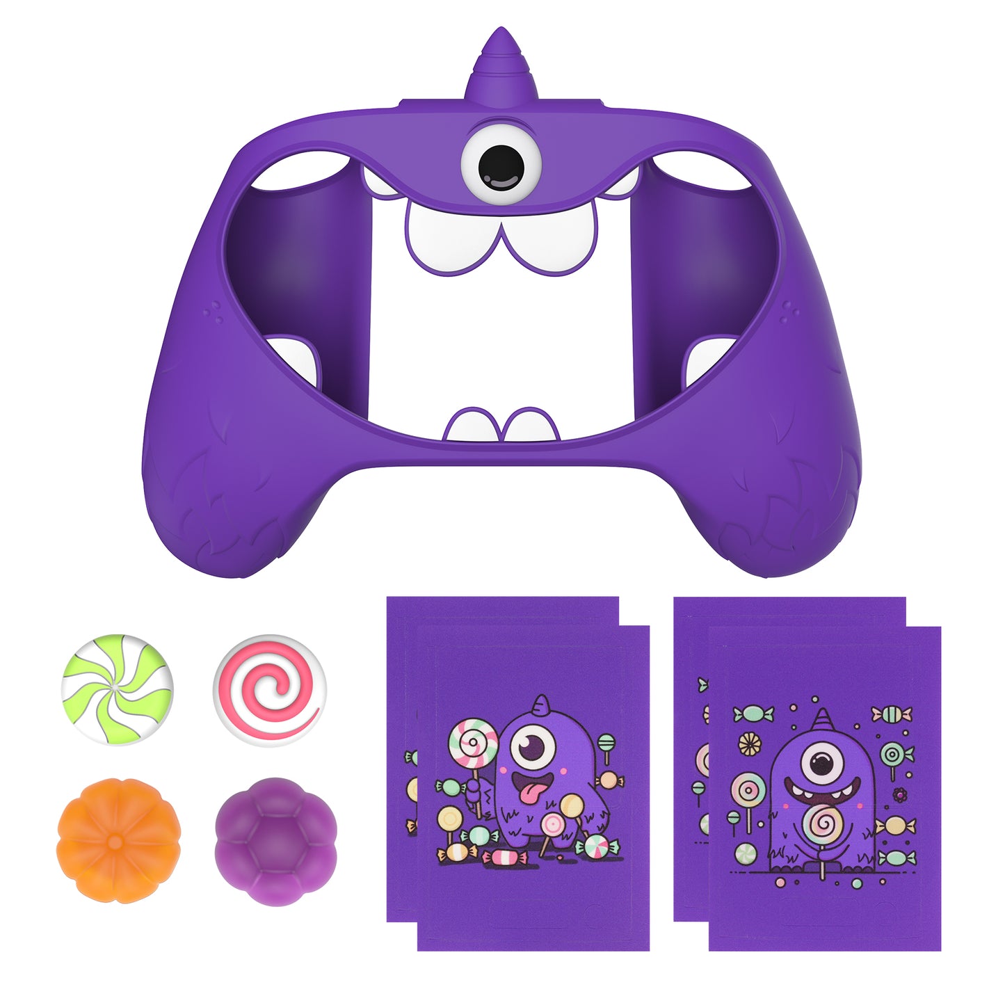 PlayVital MonoEye Monster Cute Silicone Cover with Thumb Grips Caps for Xbox Series X/S Controller - Purple PlayVital