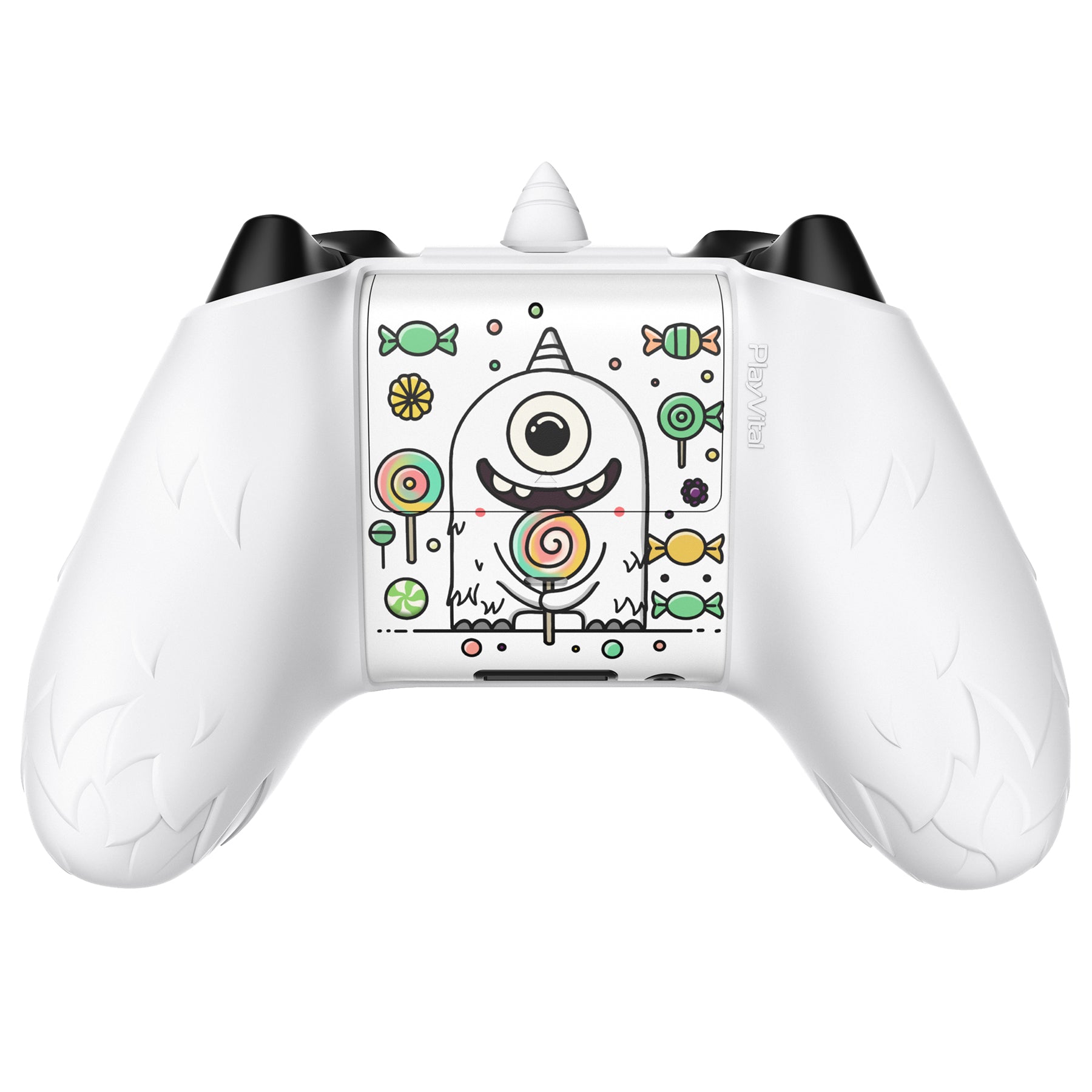 PlayVital MonoEye Monster Cute Silicone Cover with Thumb Grips Caps for Xbox Series X/S Controller - White PlayVital