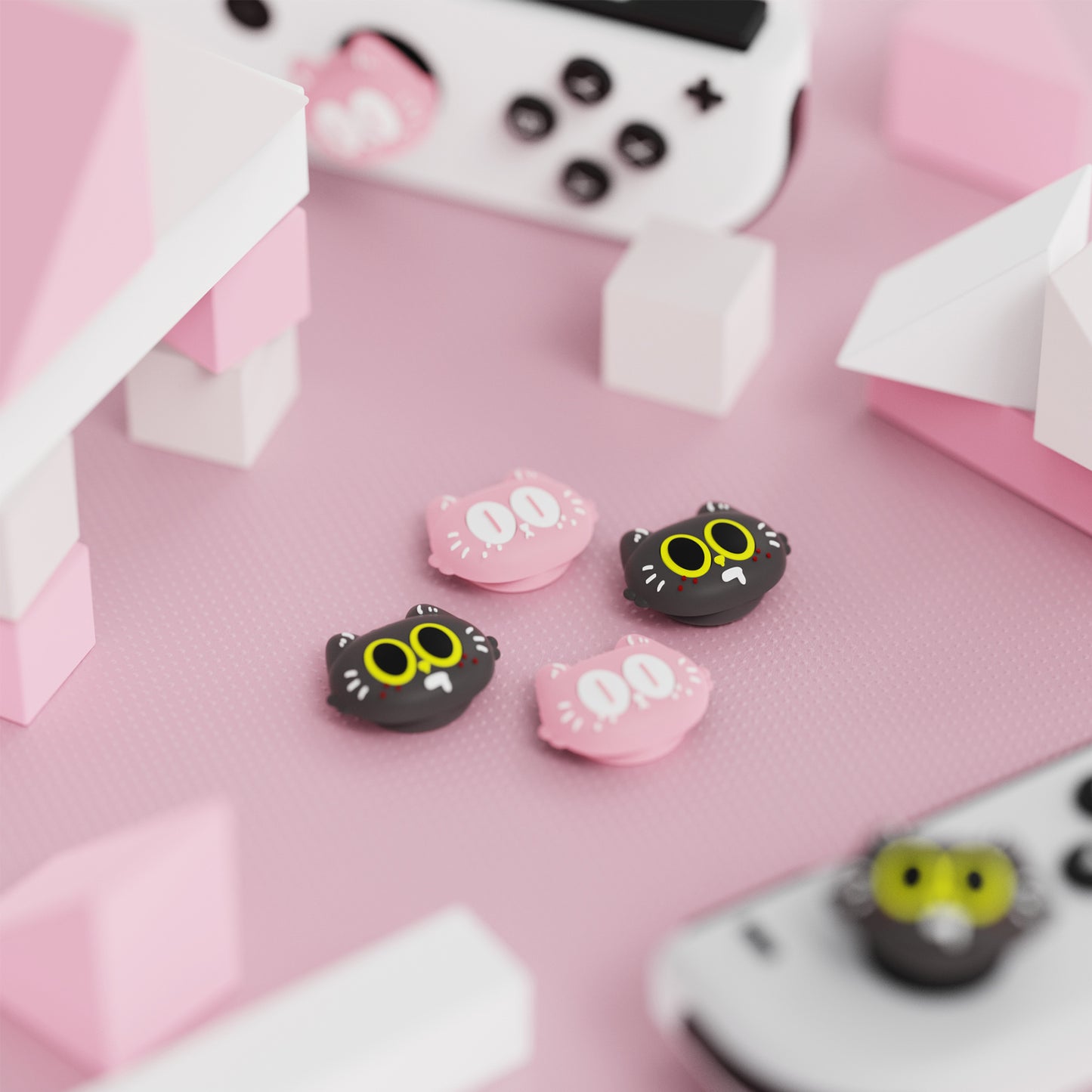 PlayVital Cute Thumb Grip Caps for Nintendo Switch & Switch OLED & Switch Lite - Moonlight Cat