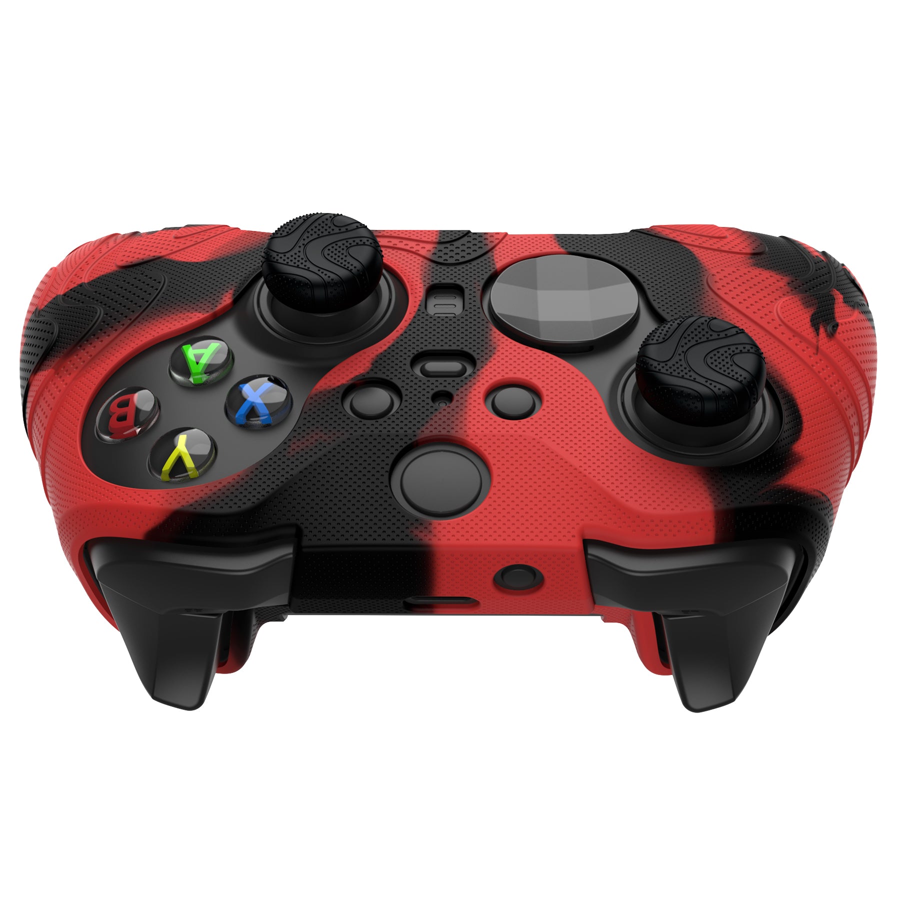 PlayVital Mountain Range Edition Silicone Cover with Thumb Grips for Xbox Elite Series 2 Controller & Xbox Elite Series 2 Core Controller - Red & Black PlayVital