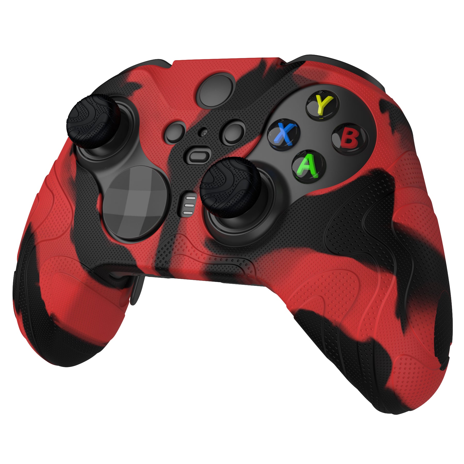 PlayVital Mountain Range Edition Silicone Cover with Thumb Grips for Xbox Elite Series 2 Controller & Xbox Elite Series 2 Core Controller - Red & Black PlayVital