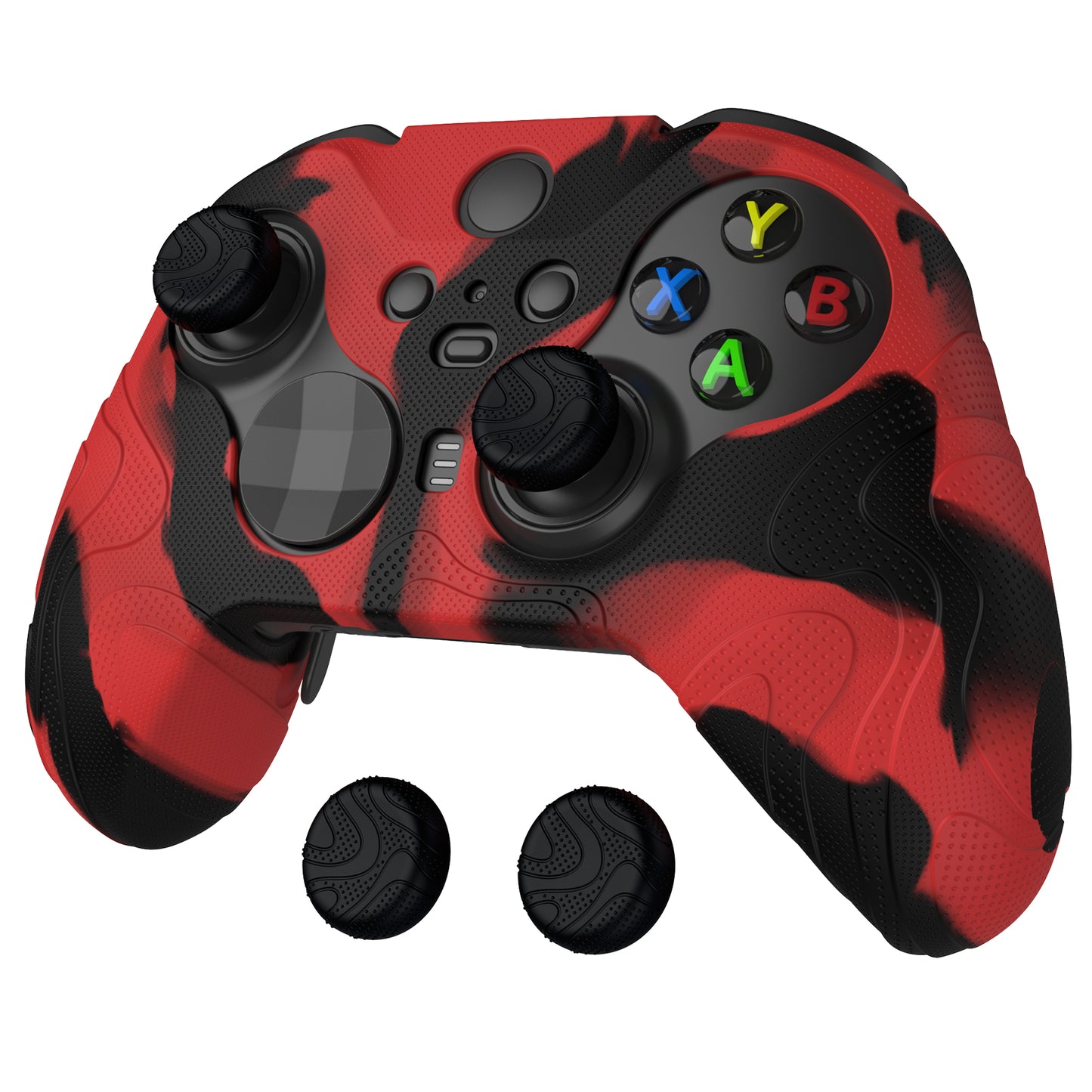 PlayVital Mountain Range Edition Silicone Cover with Thumb Grips for Xbox Elite Series 2 Controller & Xbox Elite Series 2 Core Controller - Red & Black PlayVital