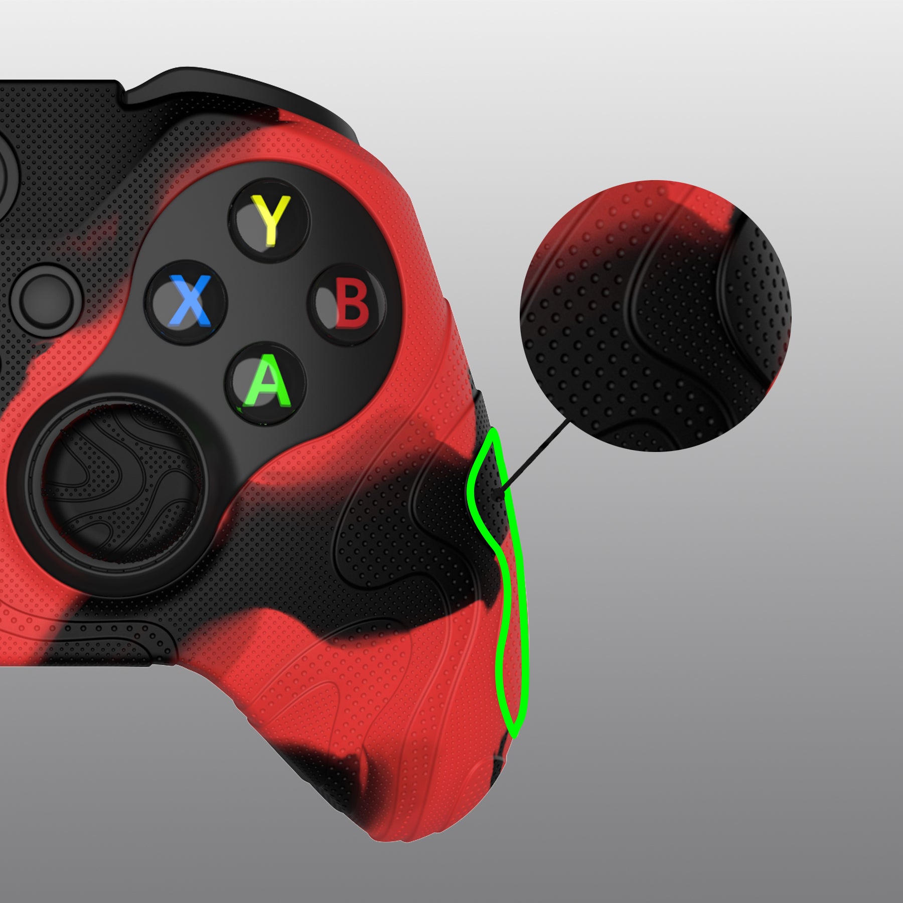 PlayVital Mountain Range Edition Silicone Cover with Thumb Grips for Xbox Elite Series 2 Controller & Xbox Elite Series 2 Core Controller - Red & Black PlayVital