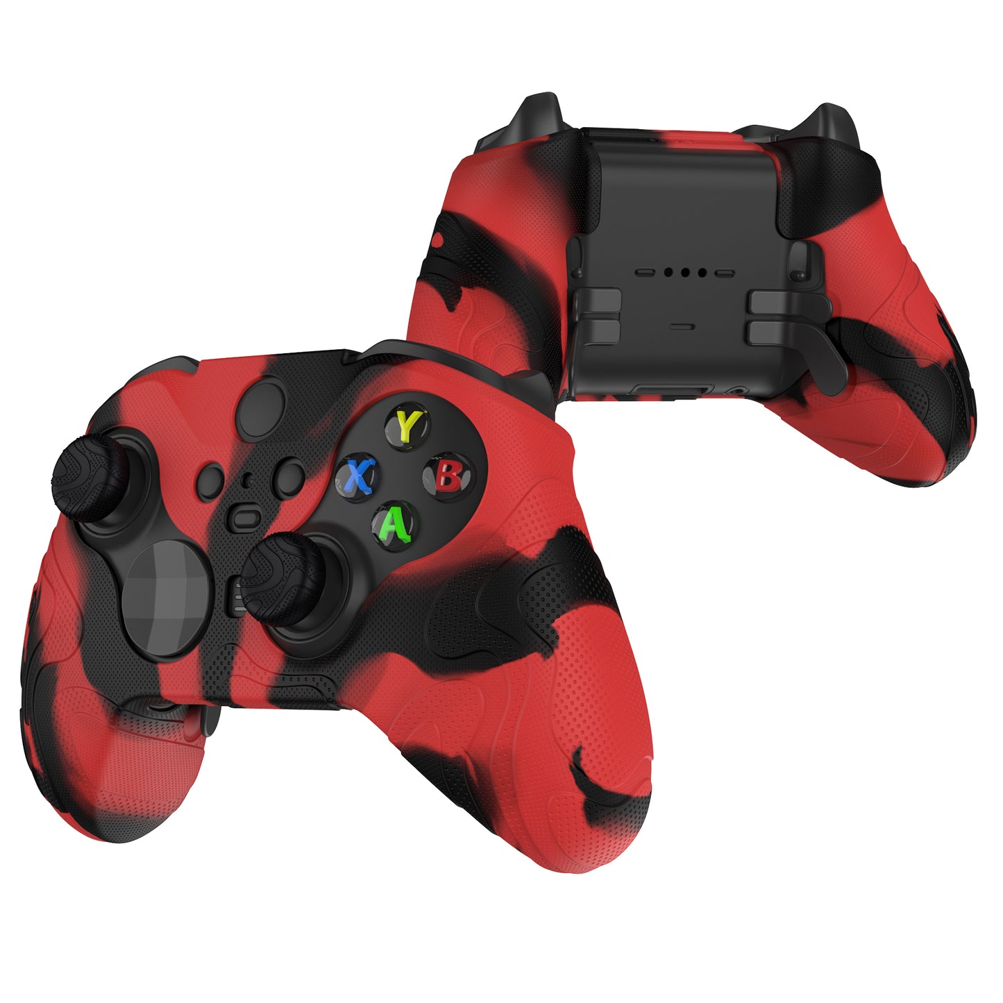 PlayVital Mountain Range Edition Silicone Cover with Thumb Grips for Xbox Elite Series 2 Controller & Xbox Elite Series 2 Core Controller - Red & Black PlayVital