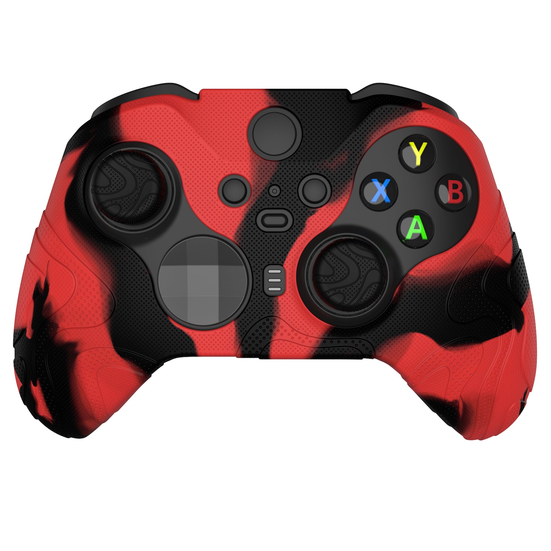 PlayVital Mountain Range Edition Silicone Cover with Thumb Grips for Xbox Elite Series 2 Controller & Xbox Elite Series 2 Core Controller - Red & Black PlayVital