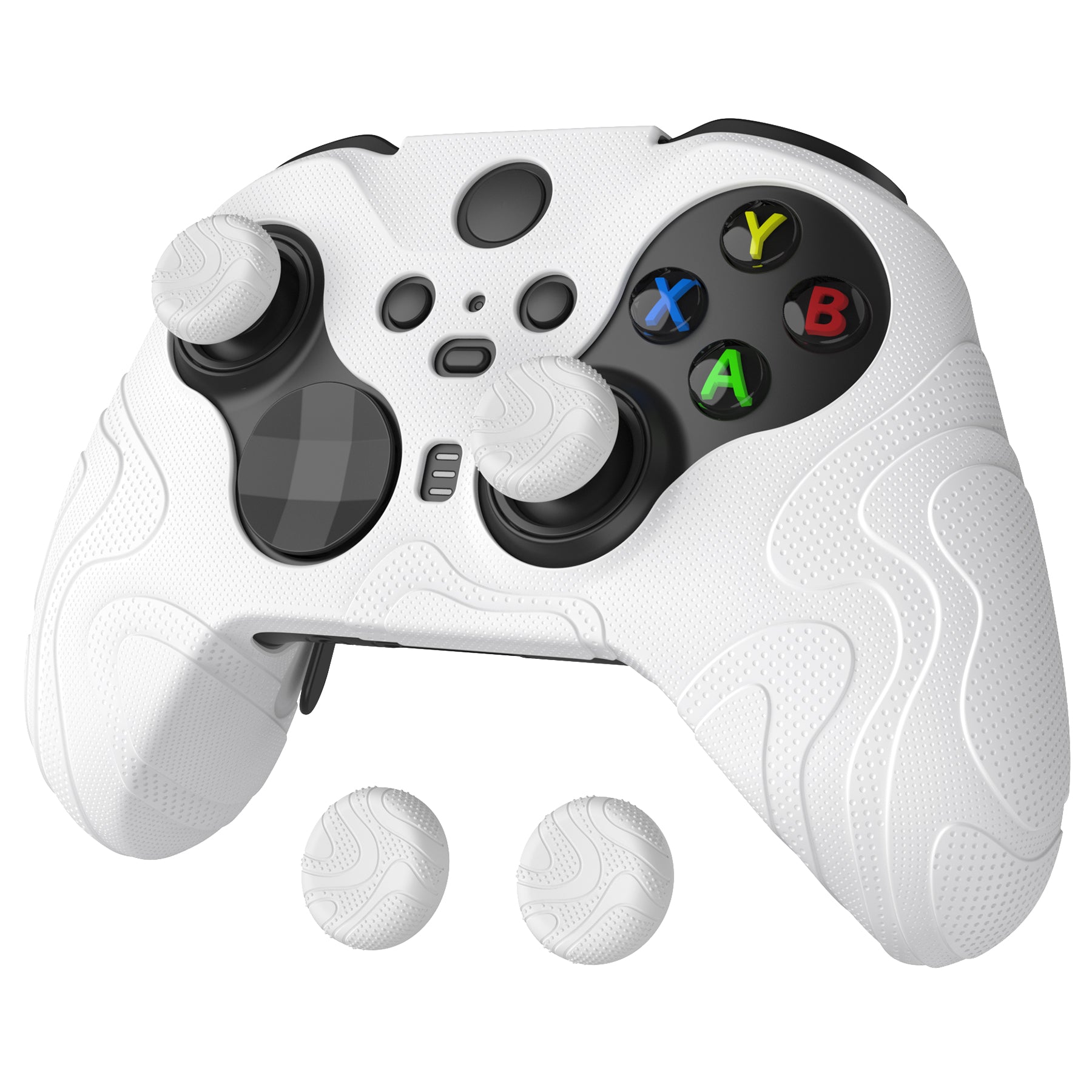 PlayVital Mountain Range Edition Silicone Cover with Thumb Grips for Xbox Elite Series 2 Controller & Xbox Elite Series 2 Core Controller - White PlayVital