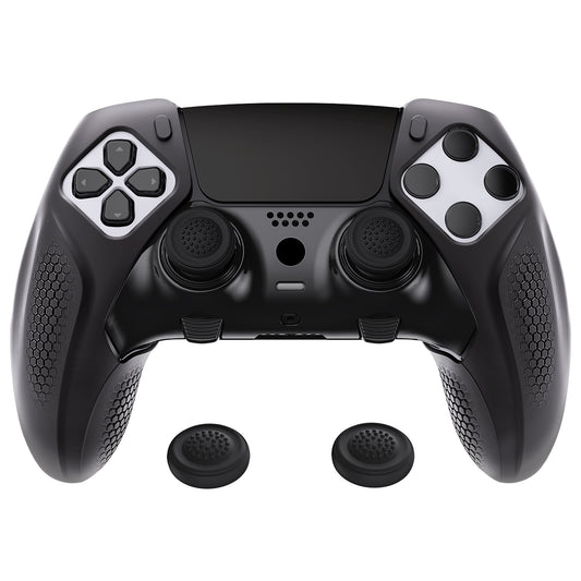 PlayVital Ninja Edition Anti-Slip Half-Covered Silicone Cover Skin with Thumb Grip Caps for PS5 Edge Controller - Black - EYPFP001 PlayVital