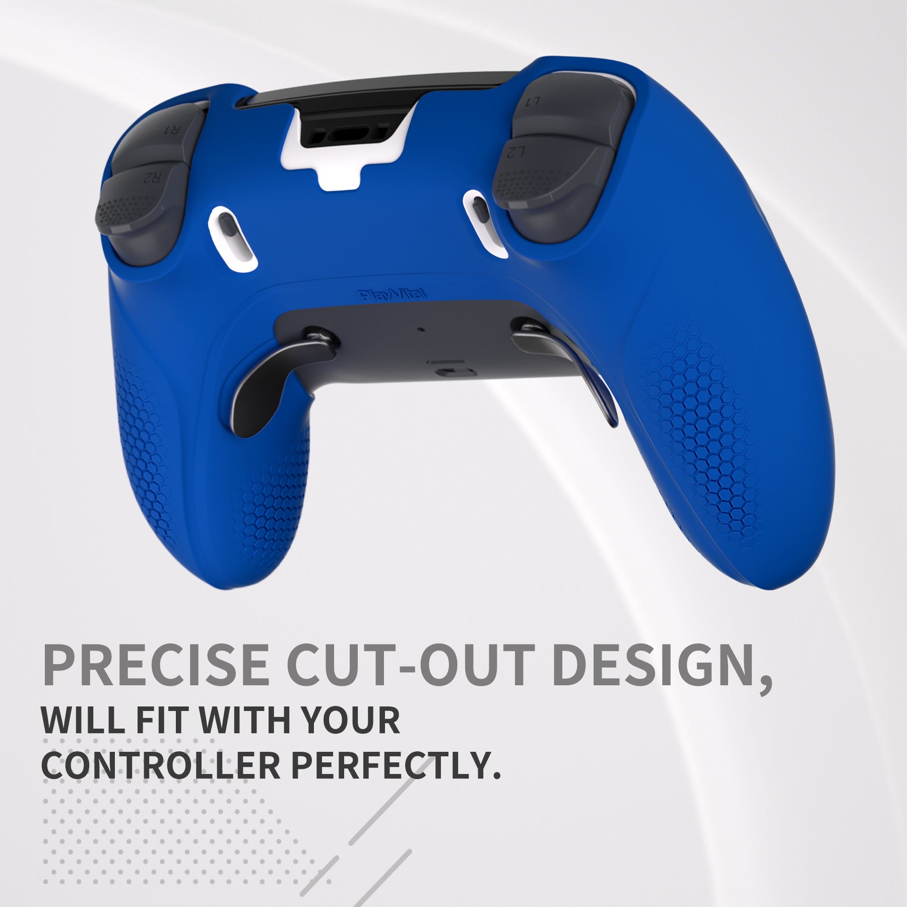 PlayVital Ninja Edition Anti-Slip Half-Covered Silicone Cover Skin with Thumb Grip Caps for PS5 Edge Controller - Blue - EYPFP008 PlayVital
