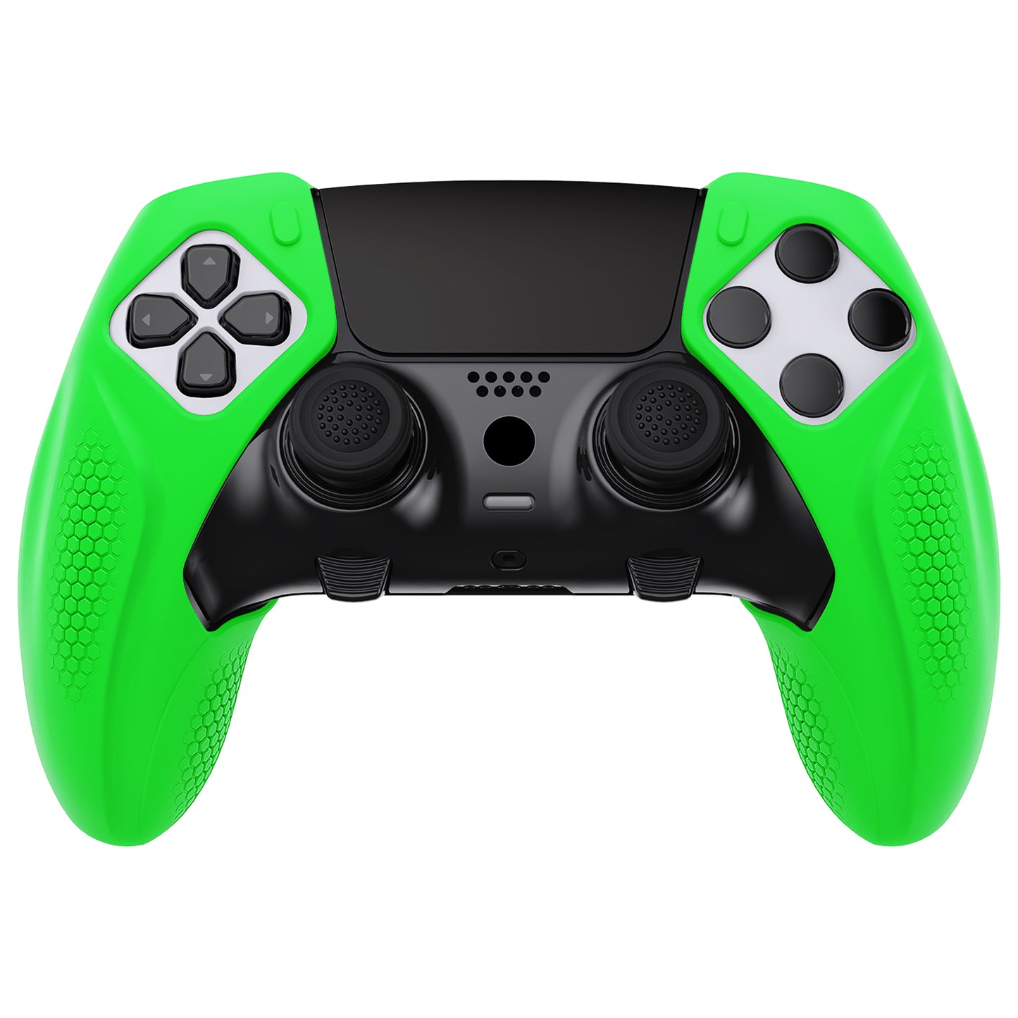 PlayVital Ninja Edition Anti-Slip Half-Covered Silicone Cover Skin with Thumb Grip Caps for PS5 Edge Controller - Green - EYPFP009 PlayVital