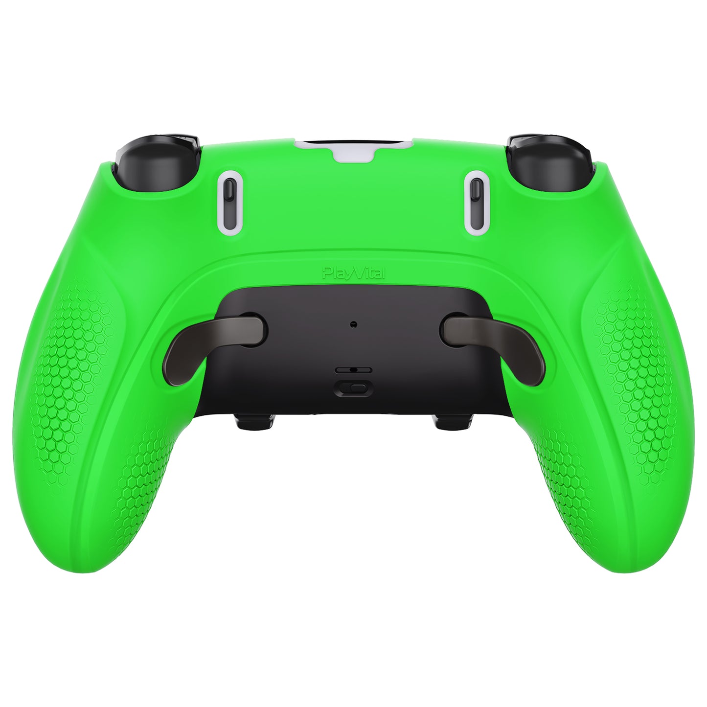 PlayVital Ninja Edition Anti-Slip Half-Covered Silicone Cover Skin with Thumb Grip Caps for PS5 Edge Controller - Green - EYPFP009 PlayVital