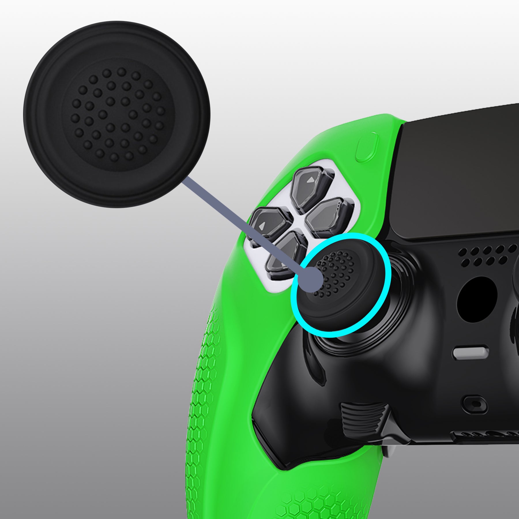 PlayVital Ninja Edition Anti-Slip Half-Covered Silicone Cover Skin with Thumb Grip Caps for PS5 Edge Controller - Green - EYPFP009 PlayVital