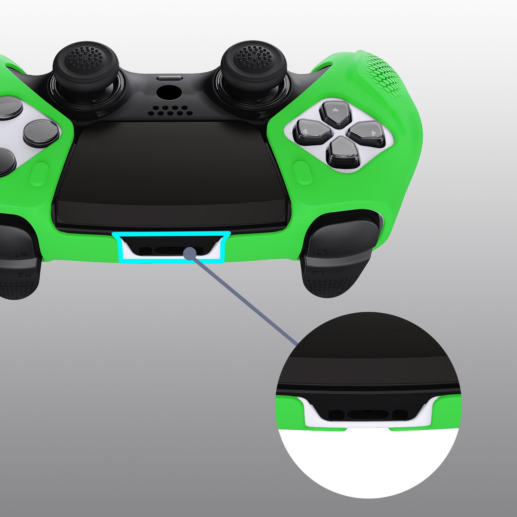 PlayVital Ninja Edition Anti-Slip Half-Covered Silicone Cover Skin with Thumb Grip Caps for PS5 Edge Controller - Green - EYPFP009 PlayVital