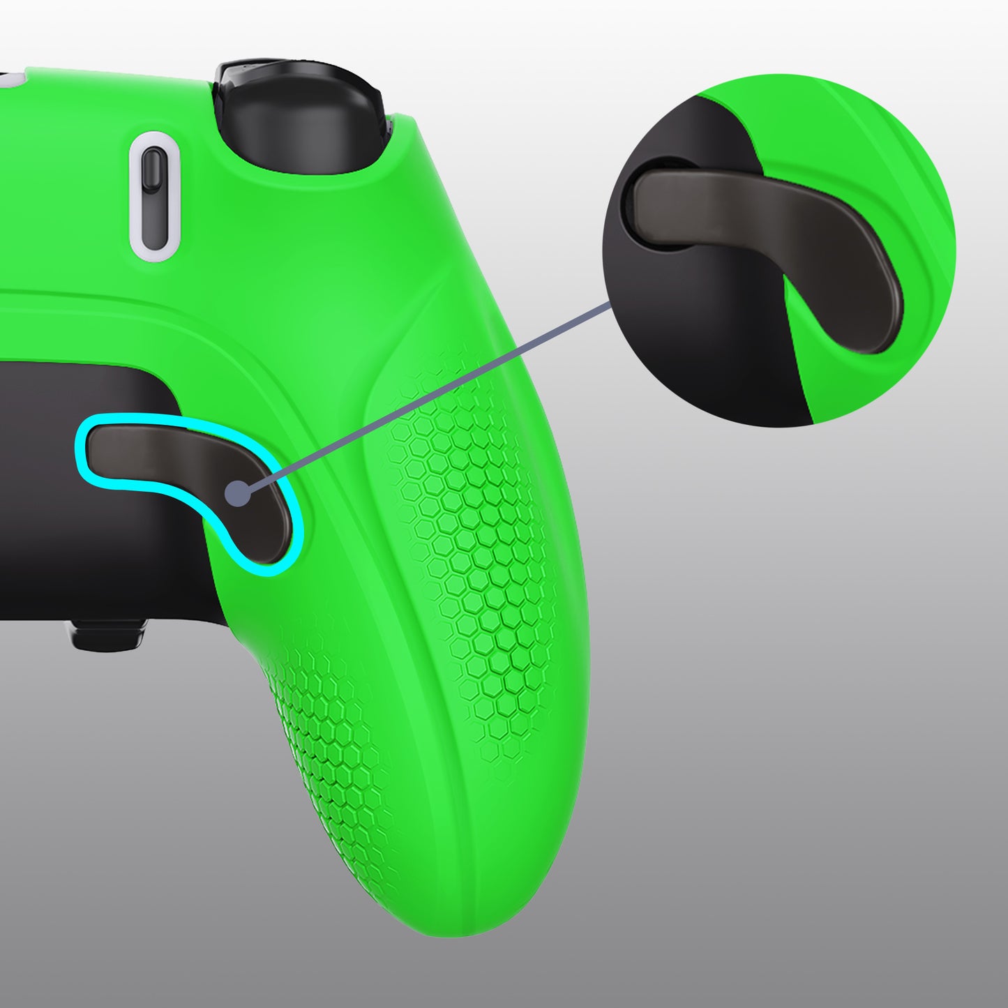 PlayVital Ninja Edition Anti-Slip Half-Covered Silicone Cover Skin with Thumb Grip Caps for PS5 Edge Controller - Green - EYPFP009 PlayVital