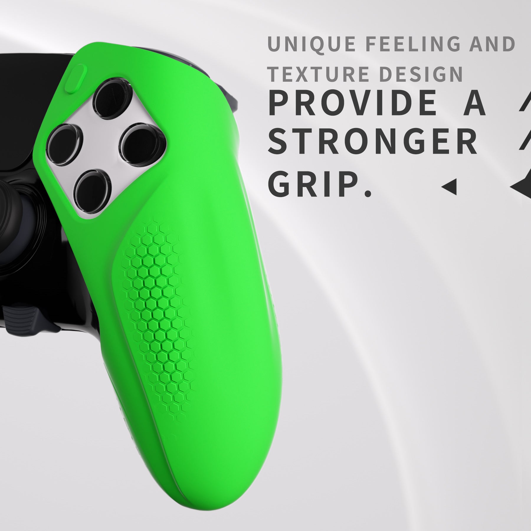 PlayVital Ninja Edition Anti-Slip Half-Covered Silicone Cover Skin with Thumb Grip Caps for PS5 Edge Controller - Green - EYPFP009 PlayVital