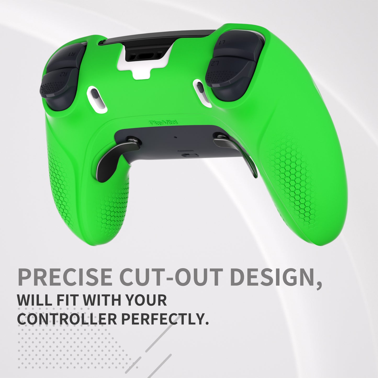 PlayVital Ninja Edition Anti-Slip Half-Covered Silicone Cover Skin with Thumb Grip Caps for PS5 Edge Controller - Green - EYPFP009 PlayVital