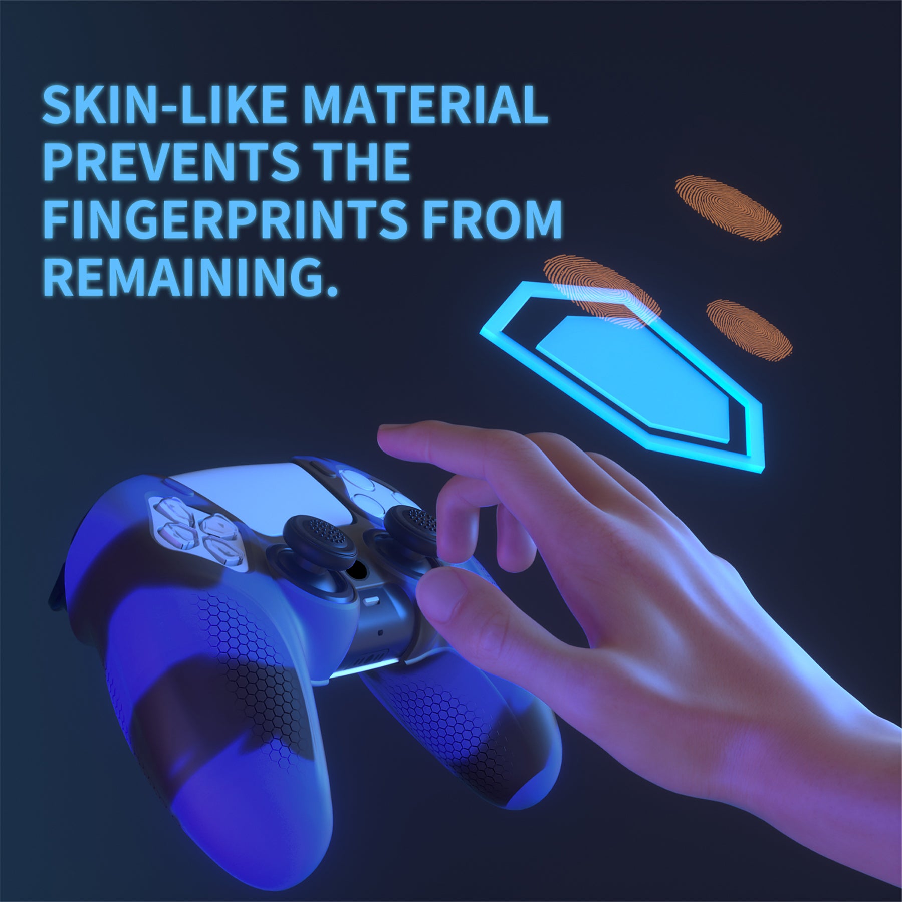 PlayVital Ninja Edition Anti-Slip Silicone Cover Skin with Thumb Grips for PS5 Wireless Controller, Compatible with Charging Station - Blue & Black- MQRPFP008 PlayVital