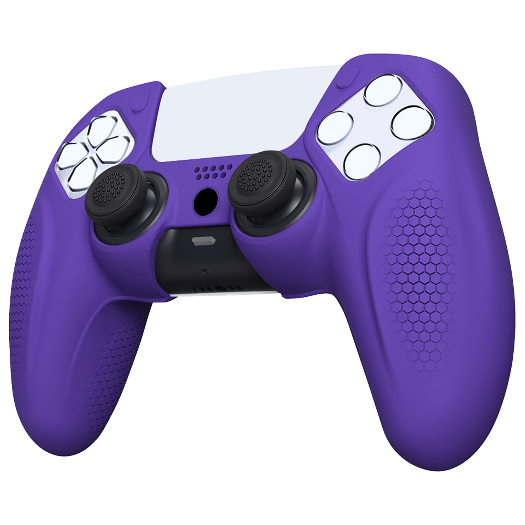 PlayVital Ninja Edition Anti-Slip Silicone Cover Skin with Thumb Grips for PS5 Wireless Controller, Compatible with Charging Station - Purple - MQRPFP003 PlayVital