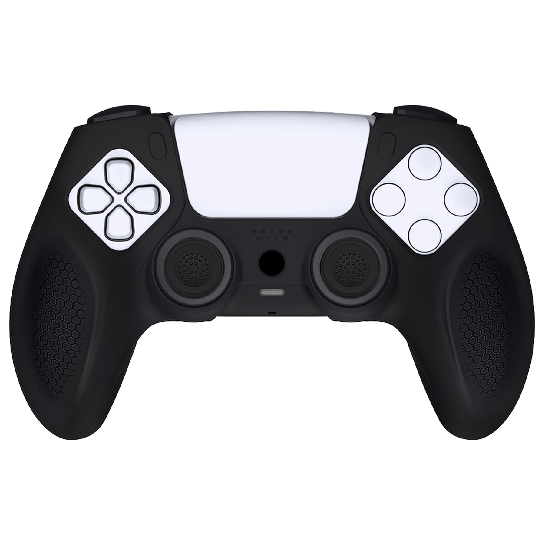 PlayVital Ninja Edition Anti-Slip Silicone Cover Skin with Thumb Grips for PS5 Wireless Controller, Compatible with Charging Station - Black - MQRPFP001 PlayVital
