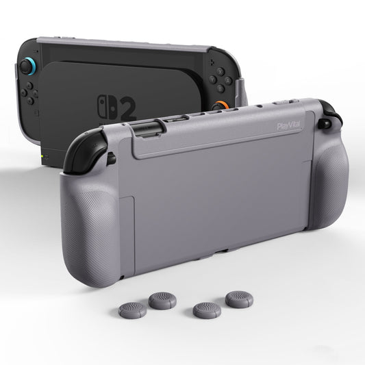 PlayVital PURE Ergonomic TPU Protective Cover with Thumb Grips for Nintendo Switch 2 - New Hope Gray PlayVital