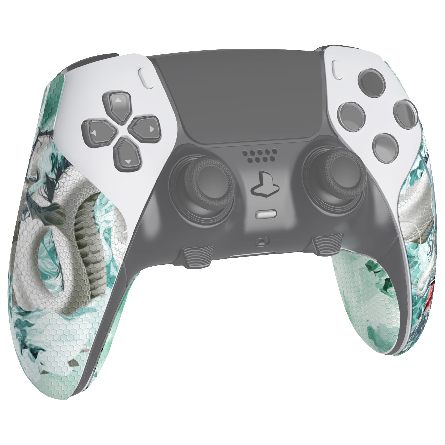 PlayVital Professional Textured Anti-Skid Sweat-Absorbent Controller Grip for PS5 Edge Wireless Controller - Jade Dragon-Cloud Dominator - PFPJ154 PlayVital