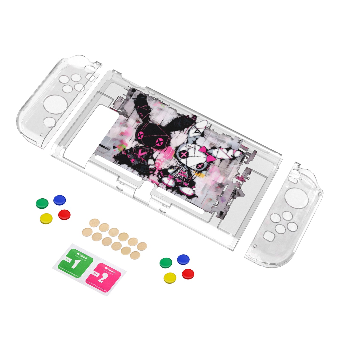 PlayVital Soft TPU Slim Protective Case with Colorful ABXY Direction Button Caps for NS Switch - Blossom POP Bunny - NTU6044G2 (Copy) PlayVital