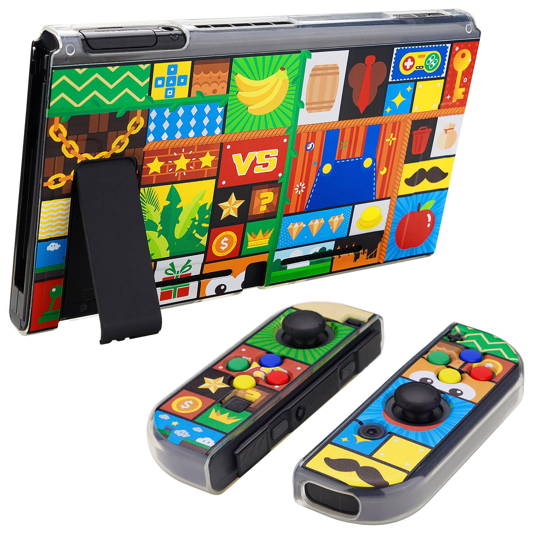 PlayVital Protective Case for NS Switch, Soft TPU Slim Case Cover for NS Switch Console with Colorful ABXY Direction Button Caps -Puzzle Adven- NTU6043G2 PlayVital