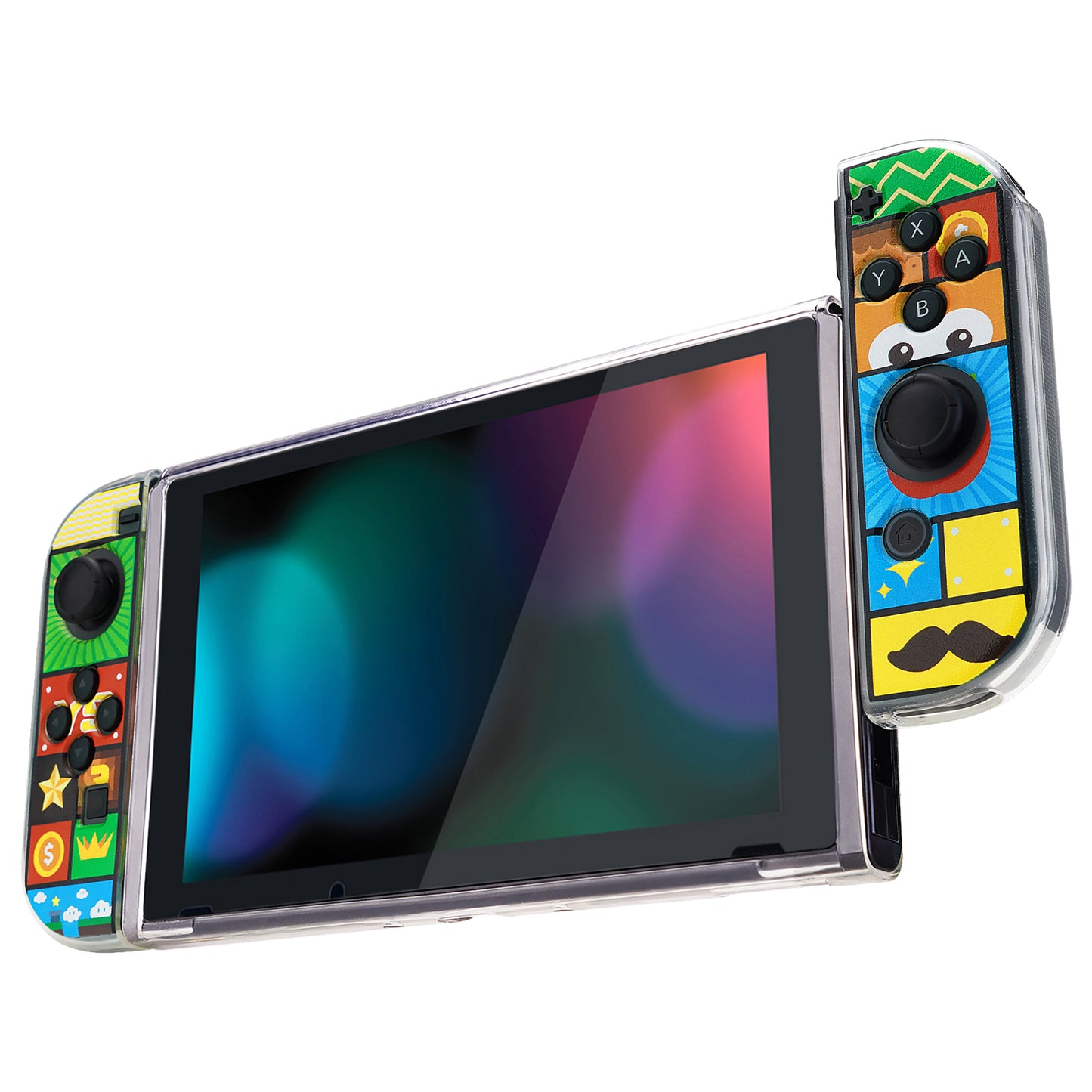 PlayVital Protective Case for NS Switch, Soft TPU Slim Case Cover for NS Switch Console with Colorful ABXY Direction Button Caps -Puzzle Adven- NTU6043G2 PlayVital