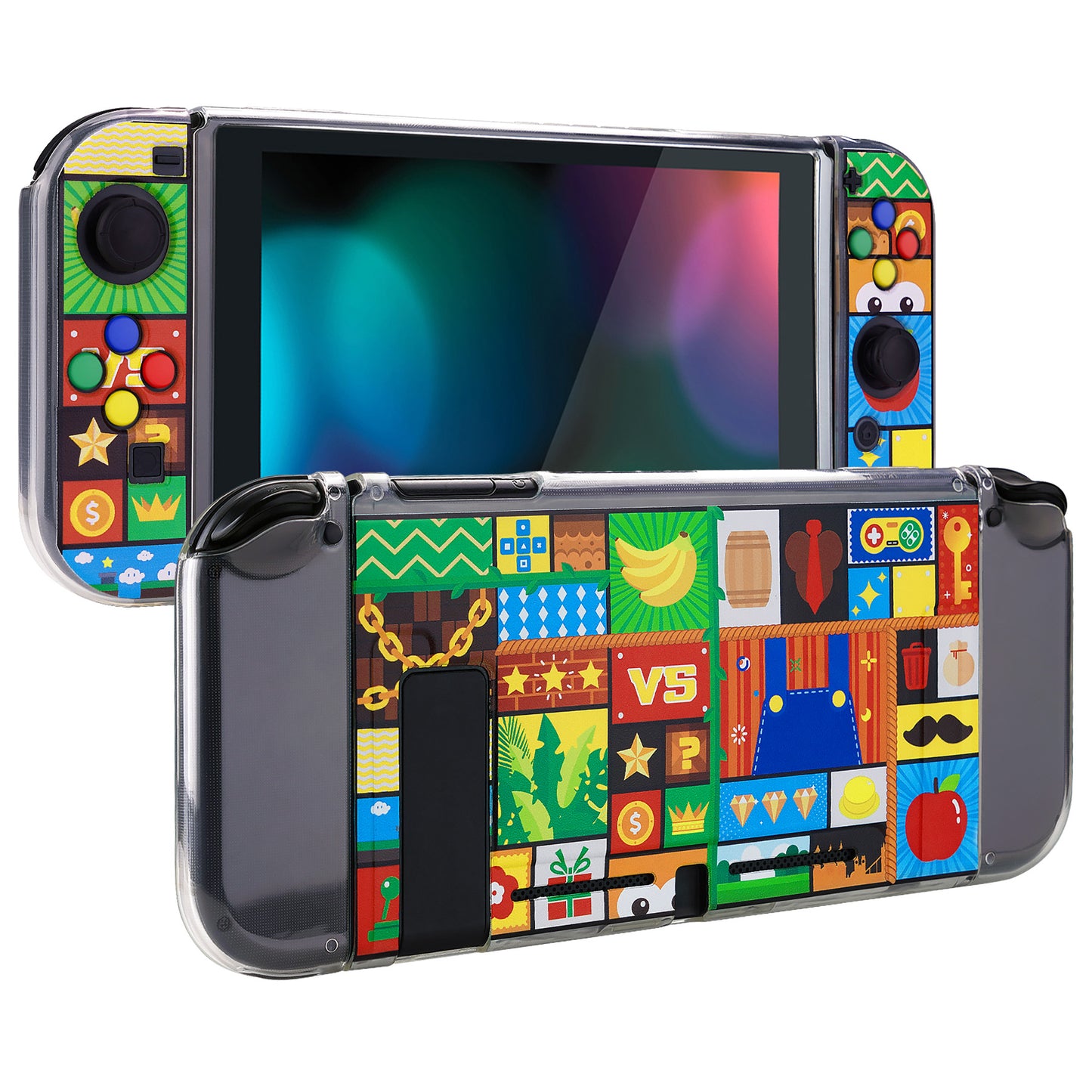 PlayVital Protective Case for NS Switch, Soft TPU Slim Case Cover for NS Switch Console with Colorful ABXY Direction Button Caps -Puzzle Adven- NTU6043G2 PlayVital