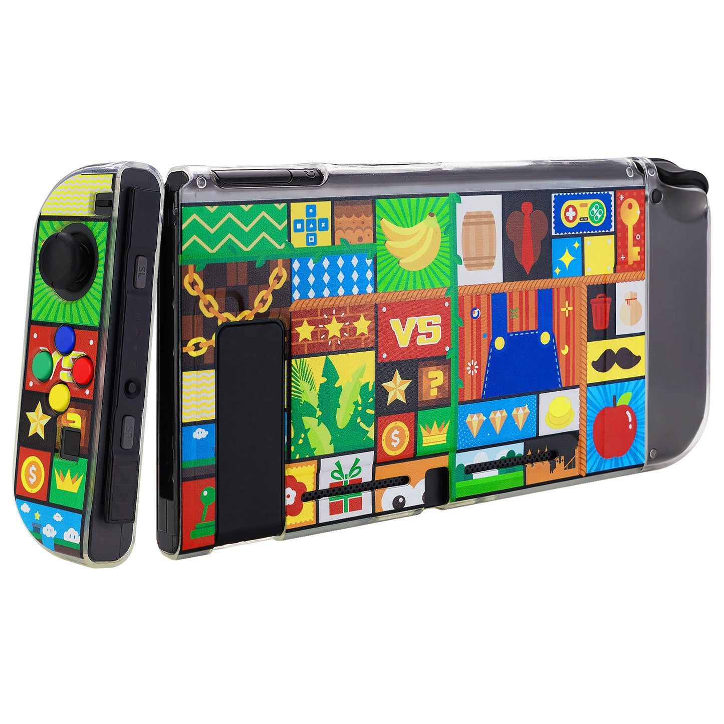 PlayVital Protective Case for NS Switch, Soft TPU Slim Case Cover for NS Switch Console with Colorful ABXY Direction Button Caps -Puzzle Adven- NTU6043G2 PlayVital