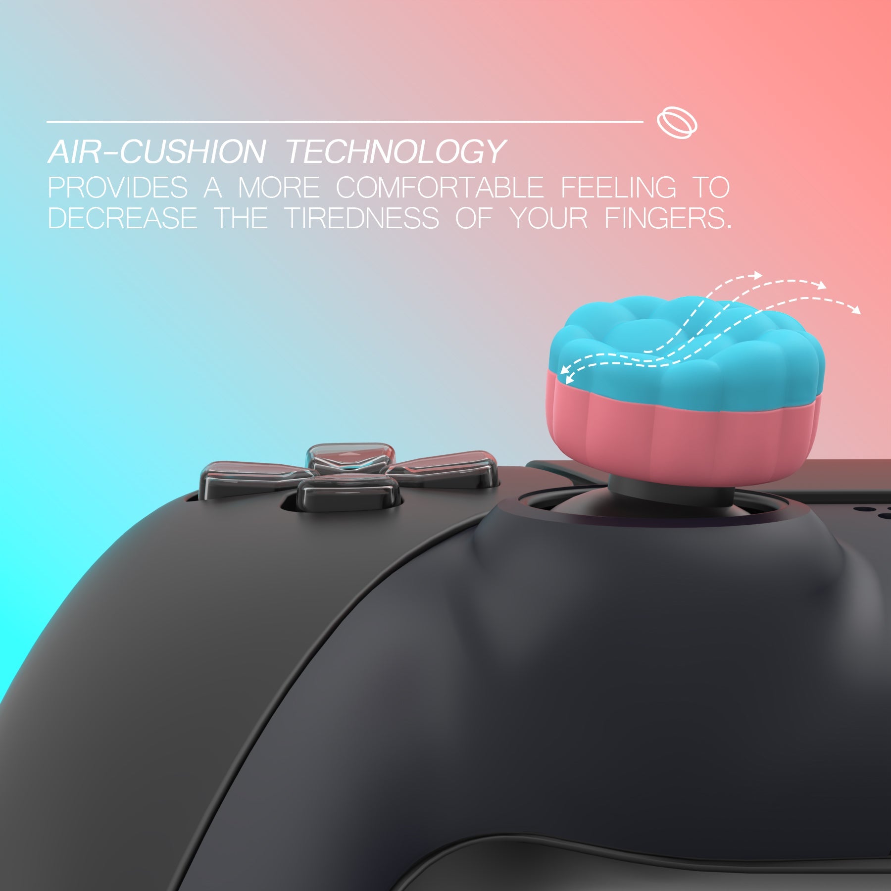 PlayVital Puff Cloud Texture Design Thumbs Cushion Grips Caps for PS5 & PS4 & Switch Pro & Xbox Series X/S & Xbox Elite Series 2 & Xbox One & Xbox Core Wireless Controller - Aqua Blue & Coral Pink PlayVital