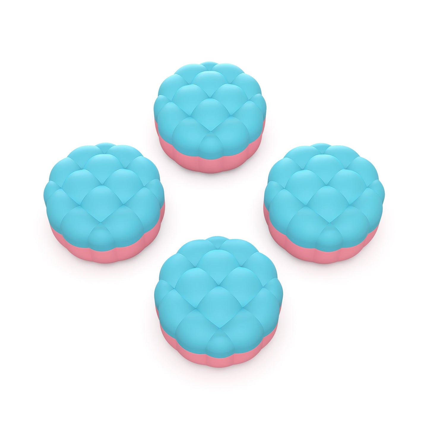 PlayVital Puff Cloud Texture Design Thumbs Cushion Grips Caps for PS5 & PS4 & Switch Pro & Xbox Series X/S & Xbox Elite Series 2 & Xbox One & Xbox Core Wireless Controller - Aqua Blue & Coral Pink PlayVital