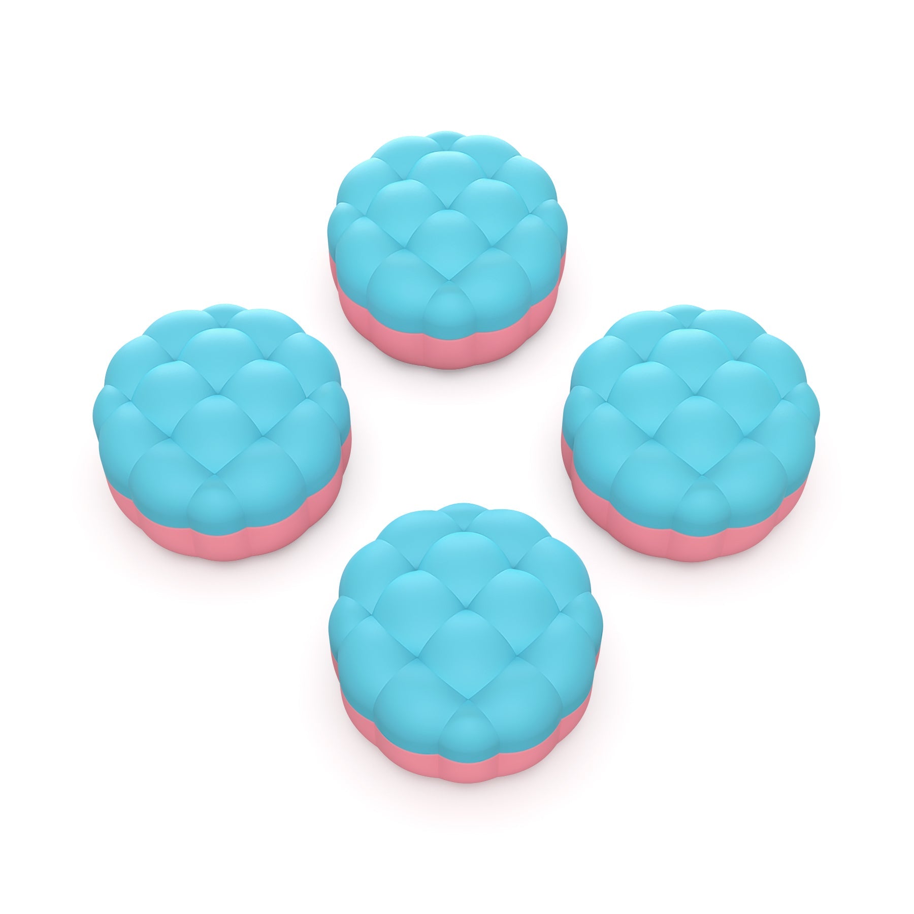 PlayVital Puff Cloud Texture Design Thumbs Cushion Grips Caps for PS5 & PS4 & Switch Pro & Xbox Series X/S & Xbox Elite Series 2 & Xbox One & Xbox Core Wireless Controller - Aqua Blue & Coral Pink PlayVital