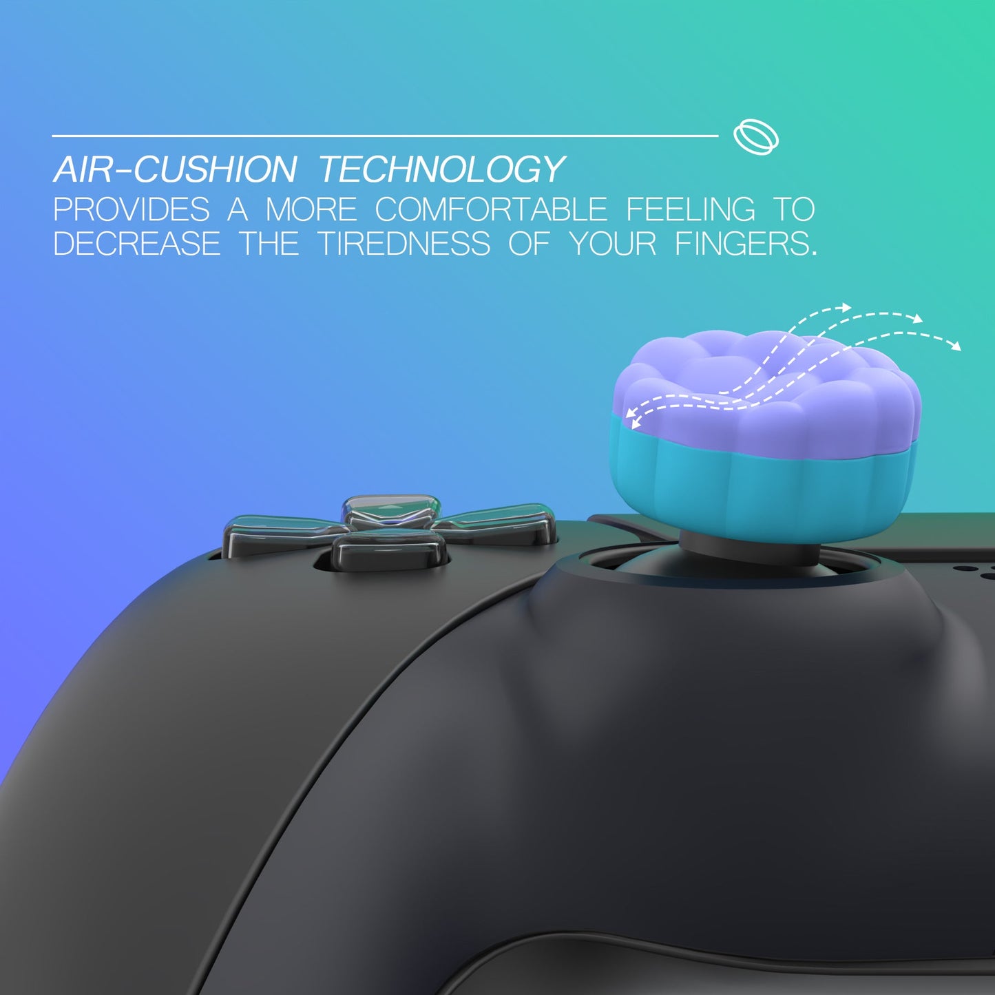 PlayVital Puff Cloud Texture Design Thumbs Cushion Grips Caps for PS5 & PS4 & Switch Pro & Xbox Series X/S & Xbox Elite Series 2 & Xbox One & Xbox Core Wireless Controller - Light Purple & Aqua Blue PlayVital