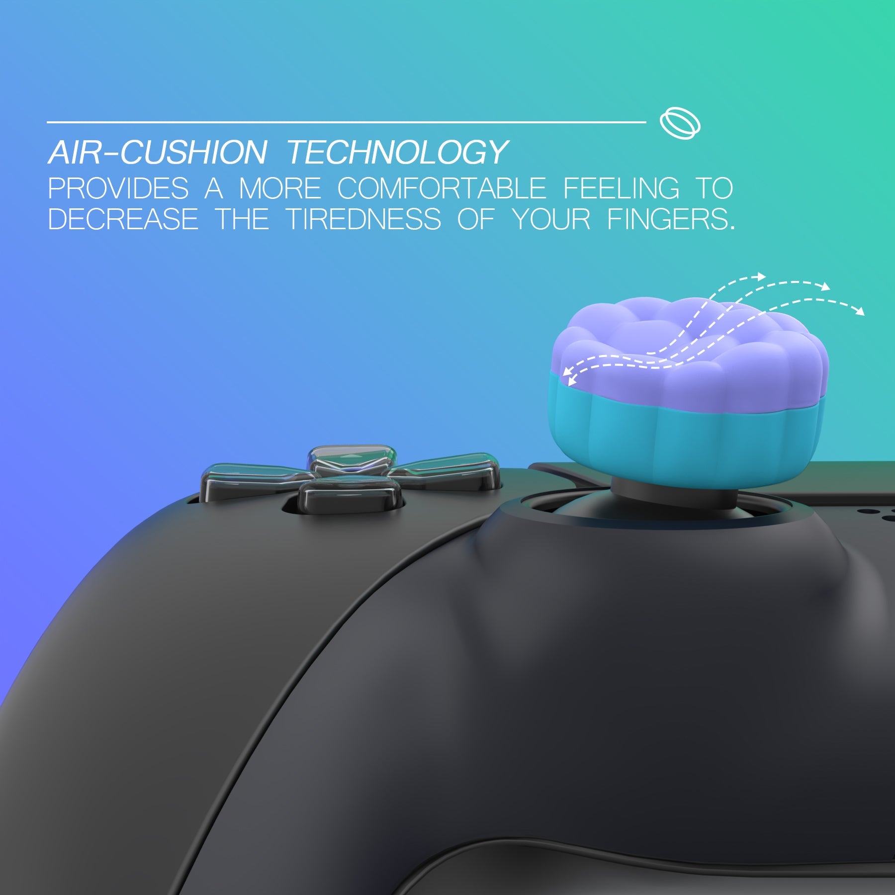 PlayVital Puff Cloud Texture Design Thumbs Cushion Grips Caps for PS5 & PS4 & Switch Pro & Xbox Series X/S & Xbox Elite Series 2 & Xbox One & Xbox Core Wireless Controller - Light Purple & Aqua Blue PlayVital