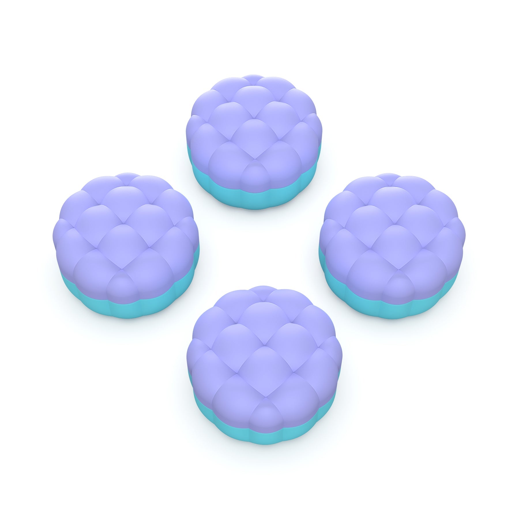 PlayVital Puff Cloud Texture Design Thumbs Cushion Grips Caps for PS5 & PS4 & Switch Pro & Xbox Series X/S & Xbox Elite Series 2 & Xbox One & Xbox Core Wireless Controller - Light Purple & Aqua Blue PlayVital
