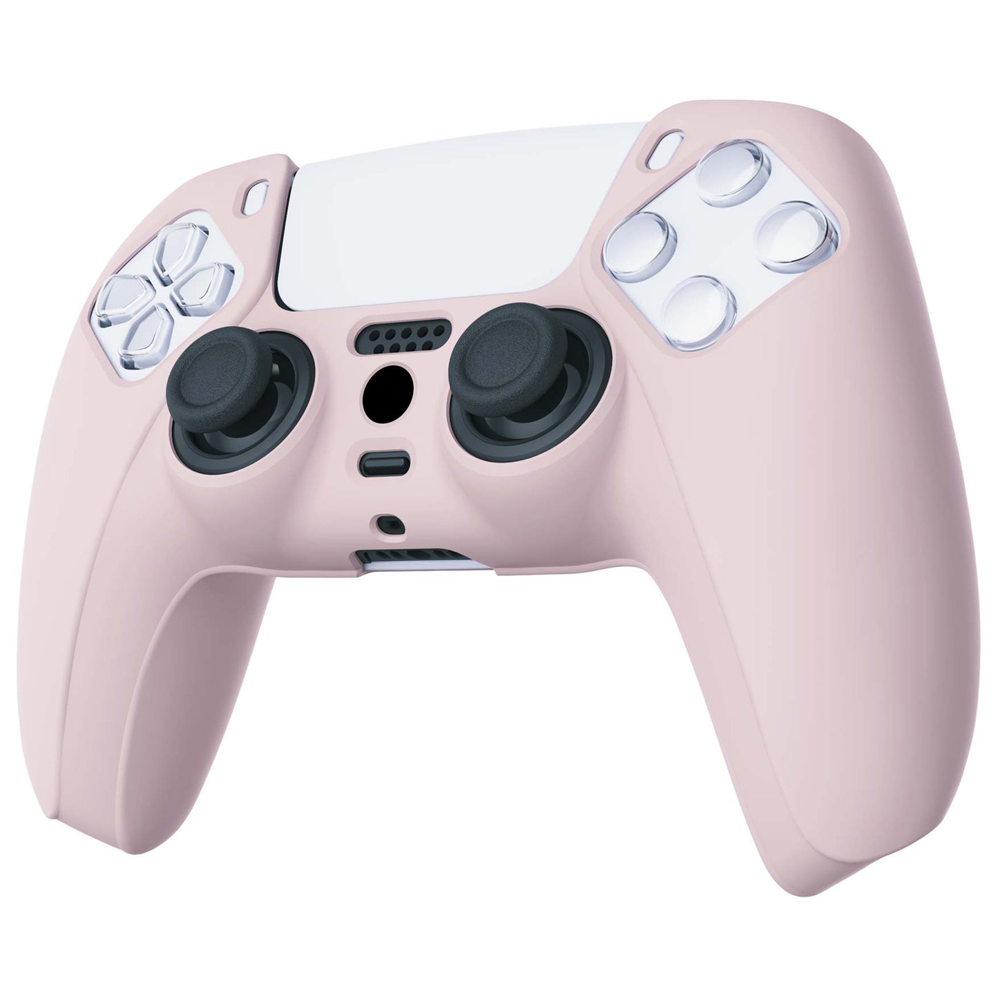PlayVital Pure Series Anti-Slip Silicone Cover Skin with Thumb Grip Caps for PS5 Wireless Controller - Cherry Blossoms Pink - KOPF019 PlayVital
