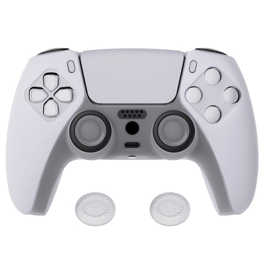 PlayVital Pure Series Anti-Slip Silicone Cover Skin with Thumb Grip Caps for PS5 Wireless Controller - Clear White - KOPF016 PlayVital