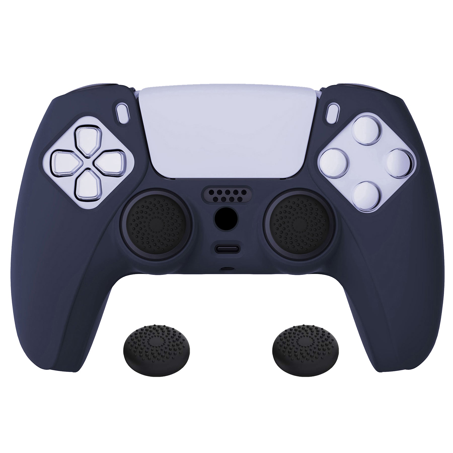 PlayVital Pure Series Anti-Slip Silicone Cover Skin with Thumb Grip Caps for PS5 Wireless Controller - Midnight Blue - KOPF003 PlayVital