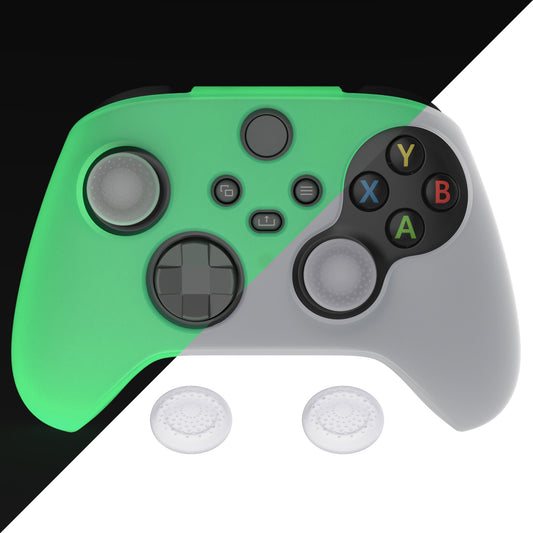 PlayVital Pure Series Anti-slip Silicone Cover Skin with Thumb Grip Caps for Xbox Series X/S Controller & Xbox Core Wireless Controller - Glow in Dark - Green - BLX3029 PlayVital