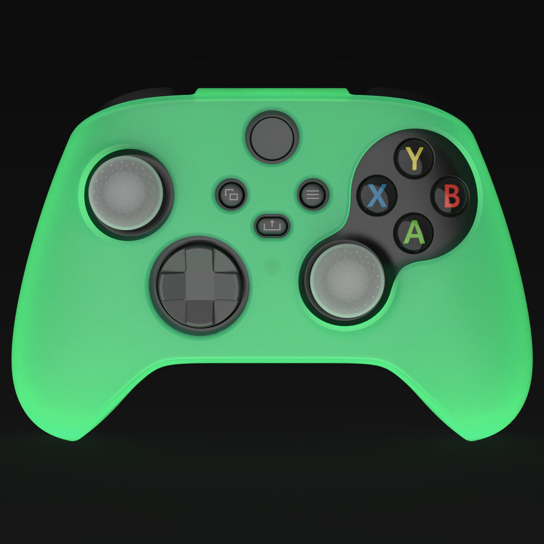 PlayVital Pure Series Anti-slip Silicone Cover Skin with Thumb Grip Caps for Xbox Series X/S Controller & Xbox Core Wireless Controller - Glow in Dark - Green - BLX3029 PlayVital